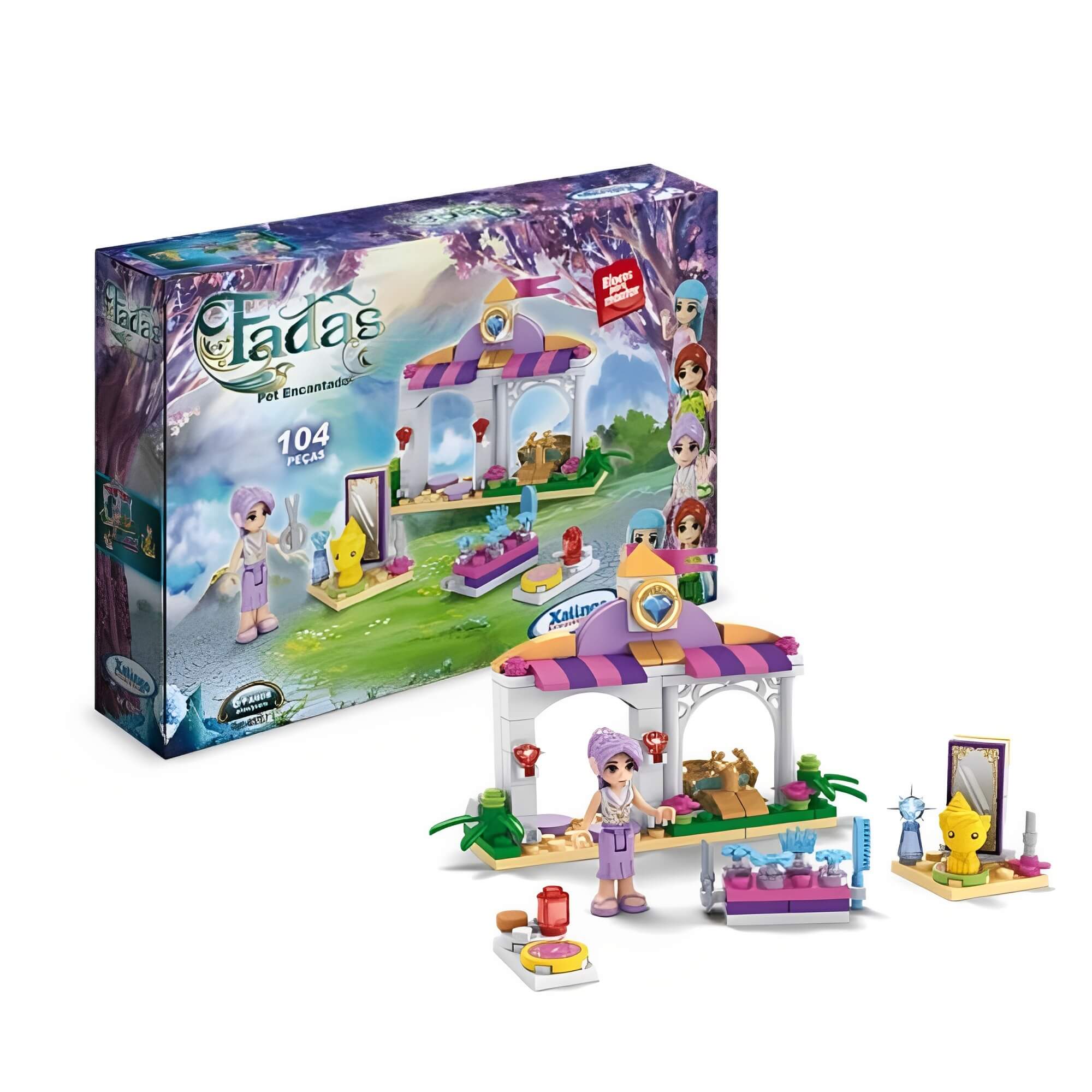 Brinquedo de Montar Fadas Pet Encantado 104 Peças Xalingo -  03787