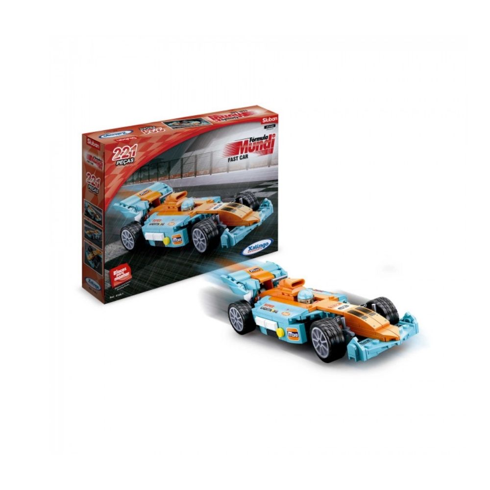 Brinquedo de Montar Fórmula Mundi Fast Car 221 Peças Xalingo -  01587