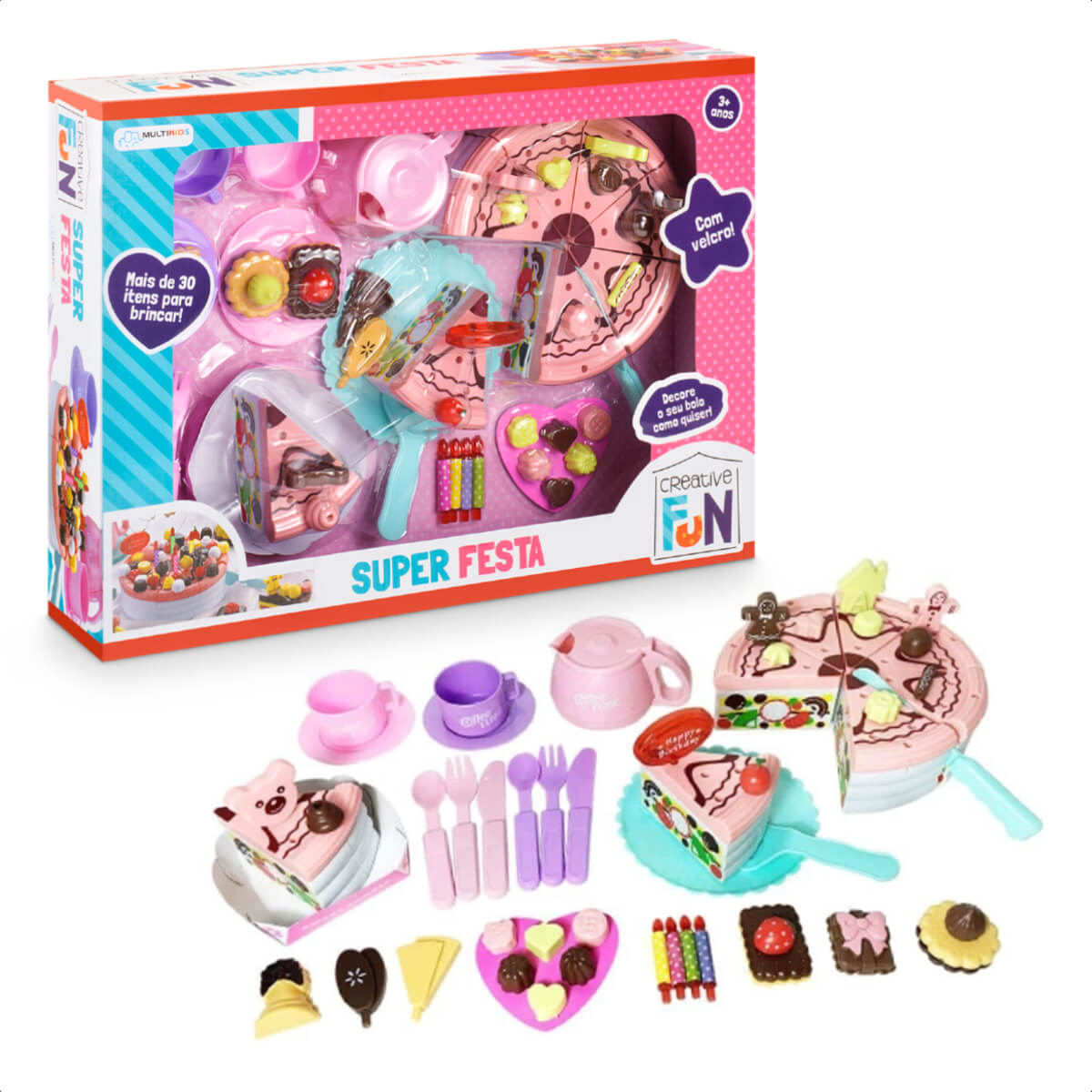Brinquedo de Alimentos Creative Fun Super Festa Colorido Com Acessórios Multikids - BR640