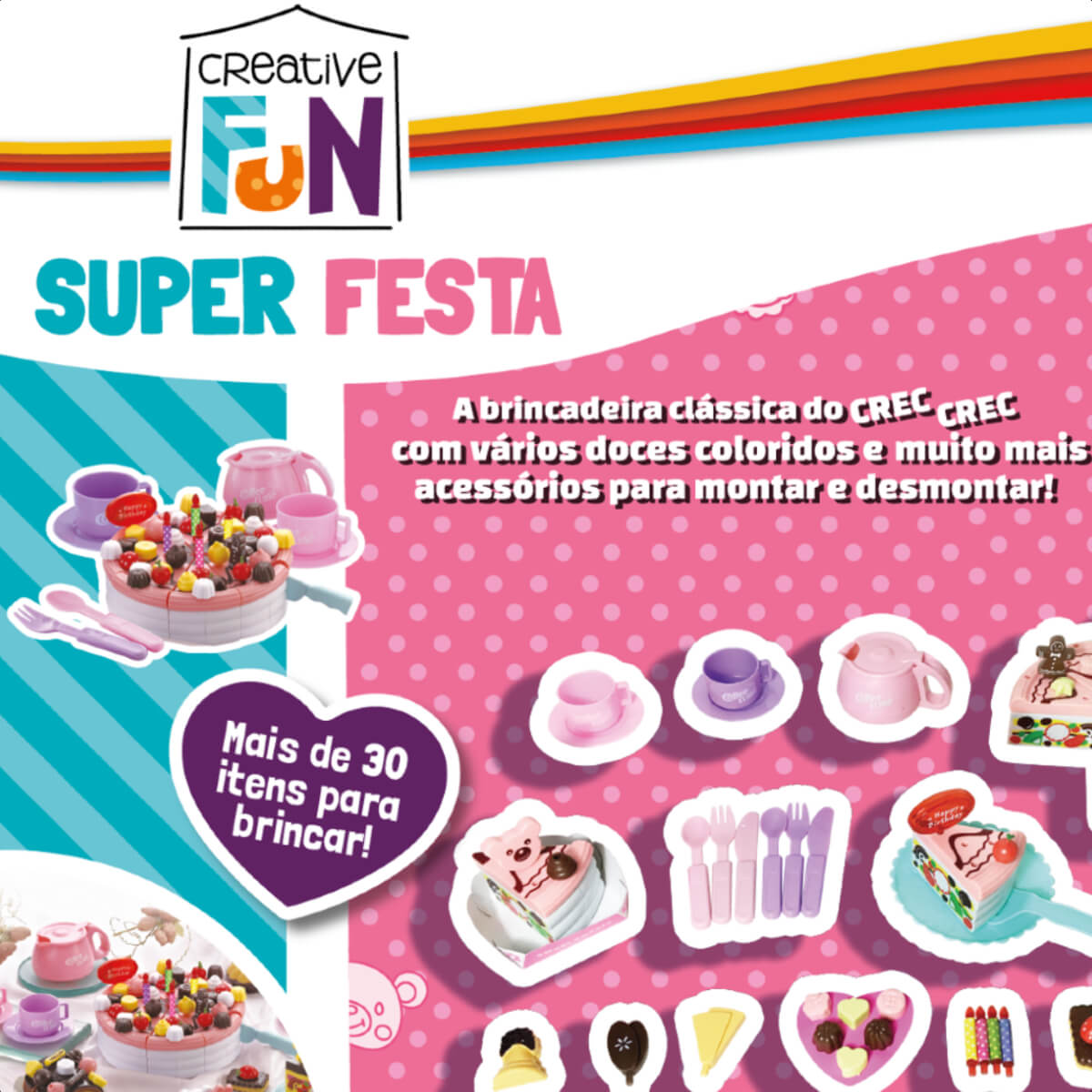 Brinquedo de Alimentos Creative Fun Super Festa Colorido Com Acessórios Multikids - BR640