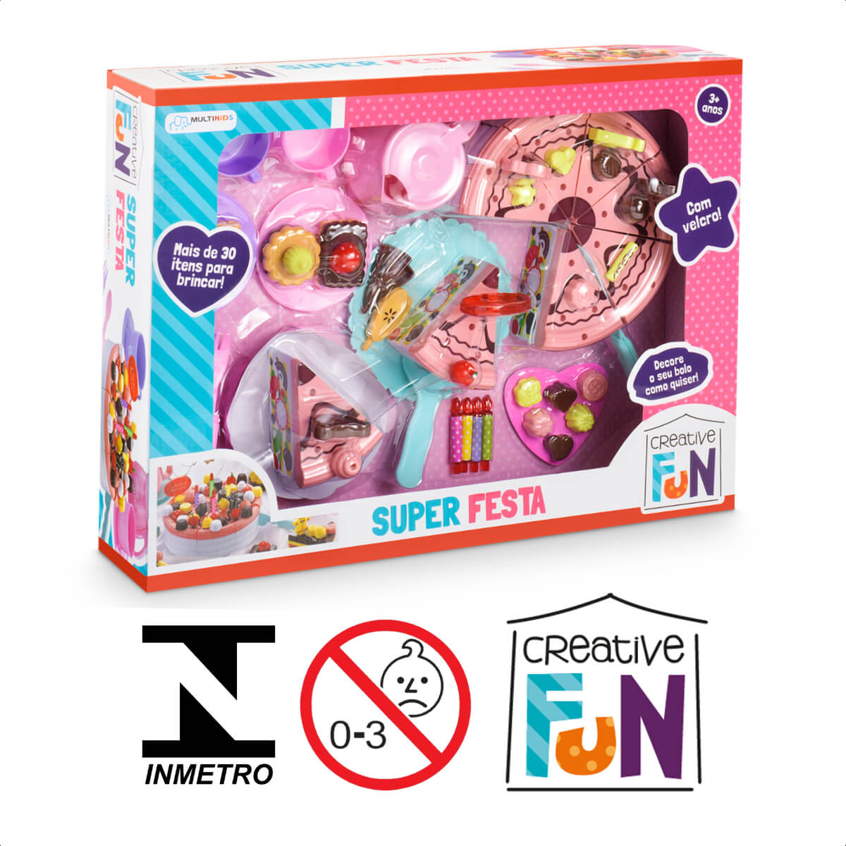 Brinquedo de Alimentos Creative Fun Super Festa Colorido Com Acessórios Multikids - BR640