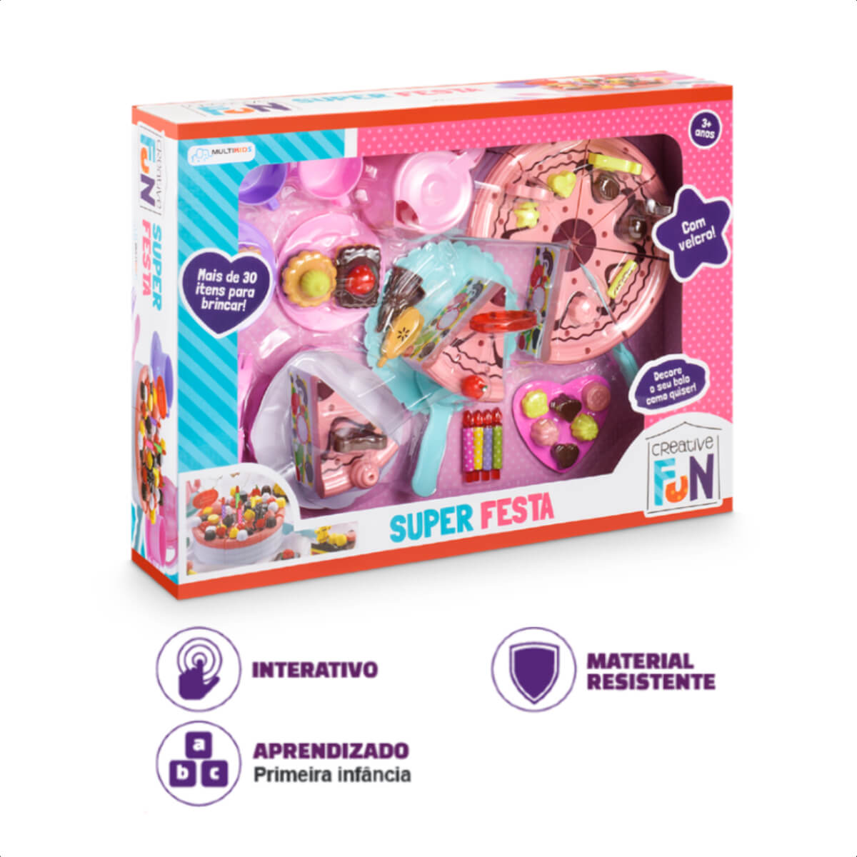 Brinquedo de Alimentos Creative Fun Super Festa Colorido Com Acessórios Multikids - BR640