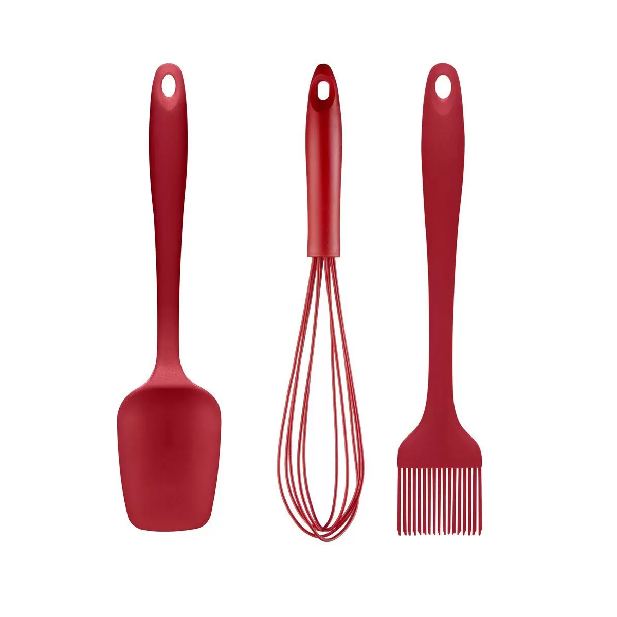 Kit Confeitaria para Servir Silicone Vermelho Com Espátula Pincel e Batedor Multilaser - UD093