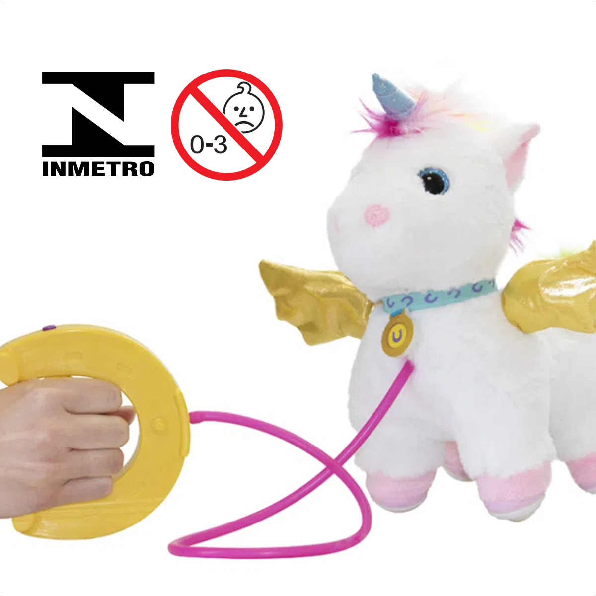 Brinquedo Unicórnio Pelúcia Interativo C/Coleira Walking Petz Sons Movimentos Multikids -BR1196