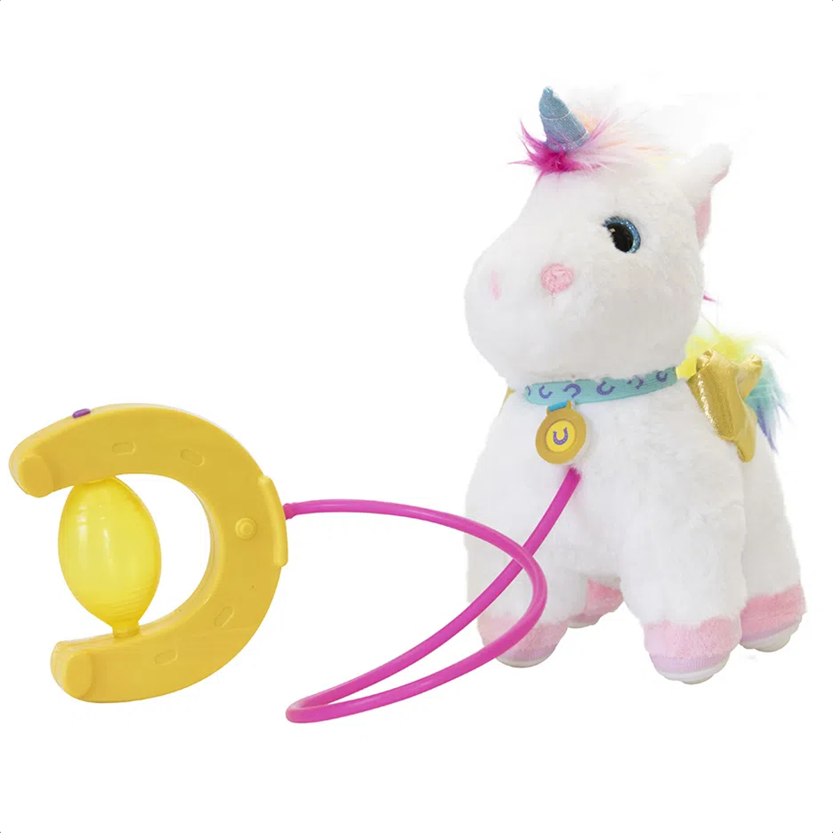 Brinquedo Unicórnio Pelúcia Interativo C/Coleira Walking Petz Sons Movimentos Multikids -BR1196