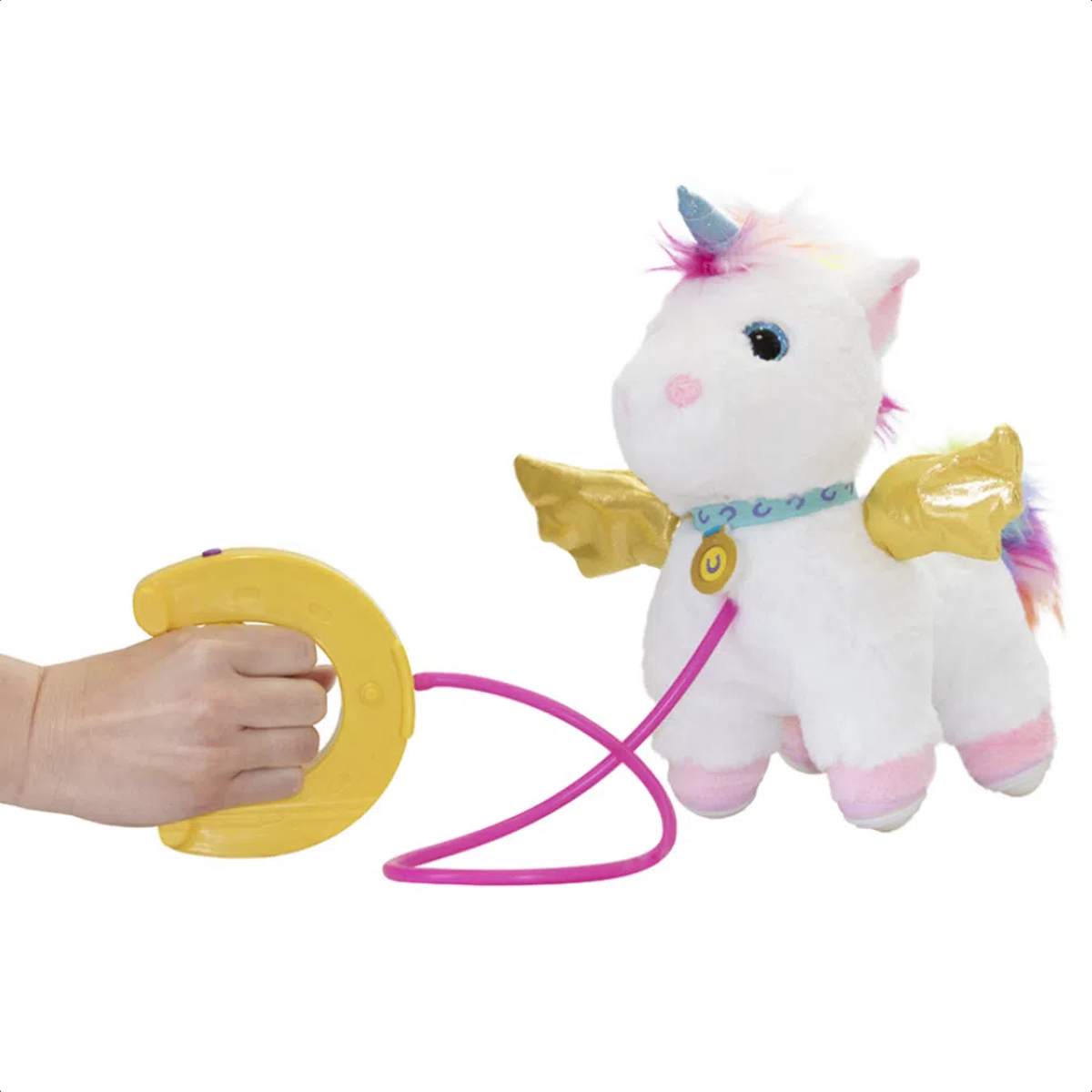 Brinquedo Unicórnio Pelúcia Interativo C/Coleira Walking Petz Sons Movimentos Multikids -BR1196