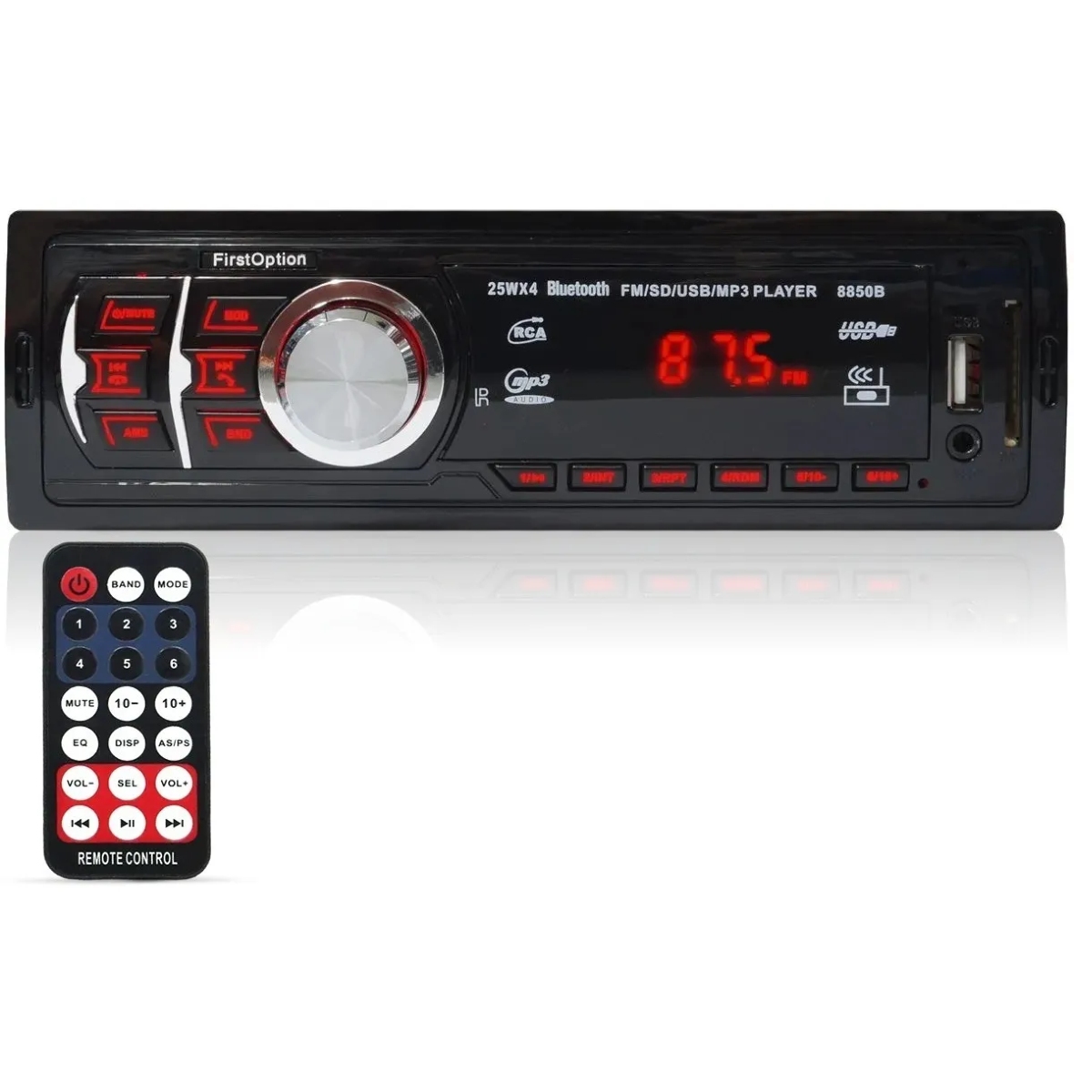 Som Automotivo MP3/BT/SDCARD/FM/USB/AUX com Controle First Option 2019-02 M-8850B