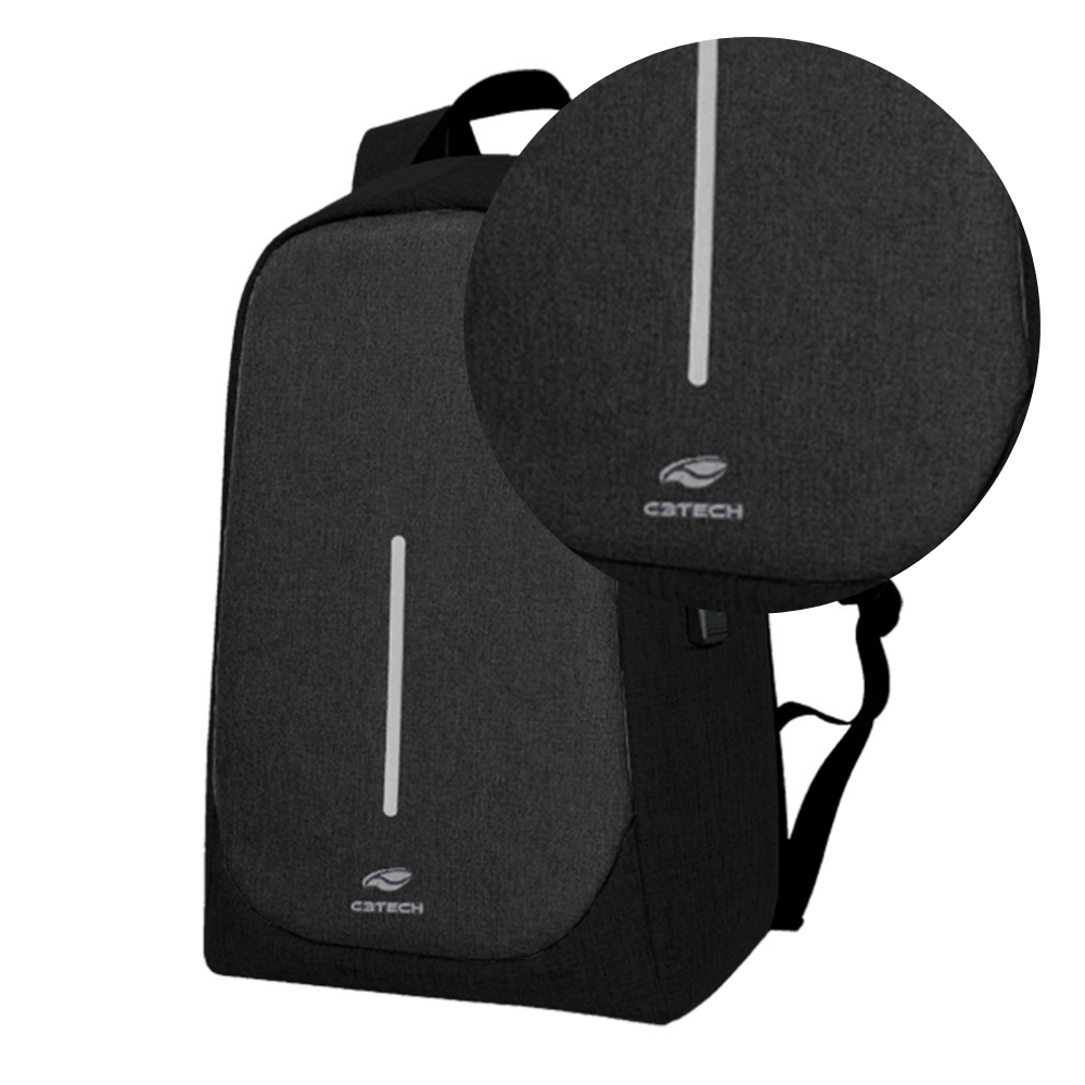 Mochila para Notebook 15,6" Antifurto Tokyo Preta C3Tech - MC-100BK