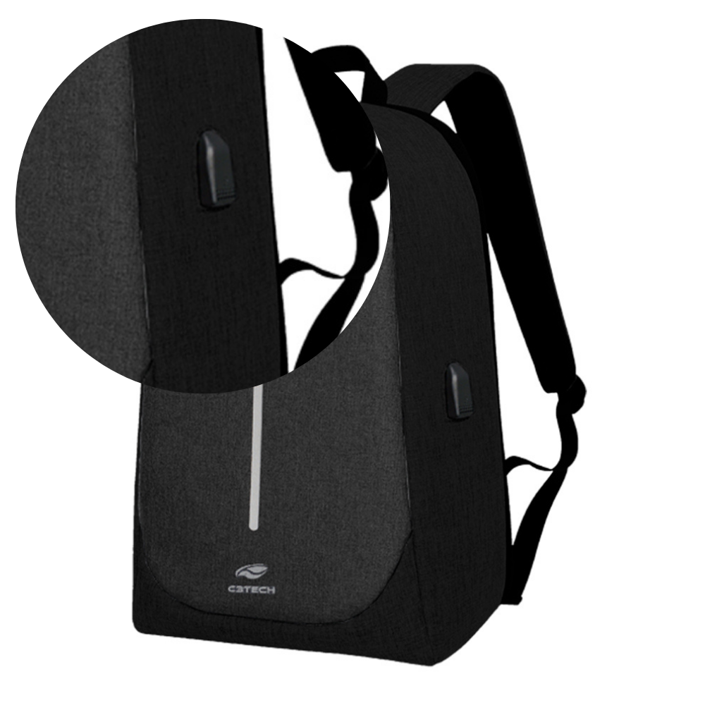 Mochila para Notebook 15,6" Antifurto Tokyo Preta C3Tech - MC-100BK