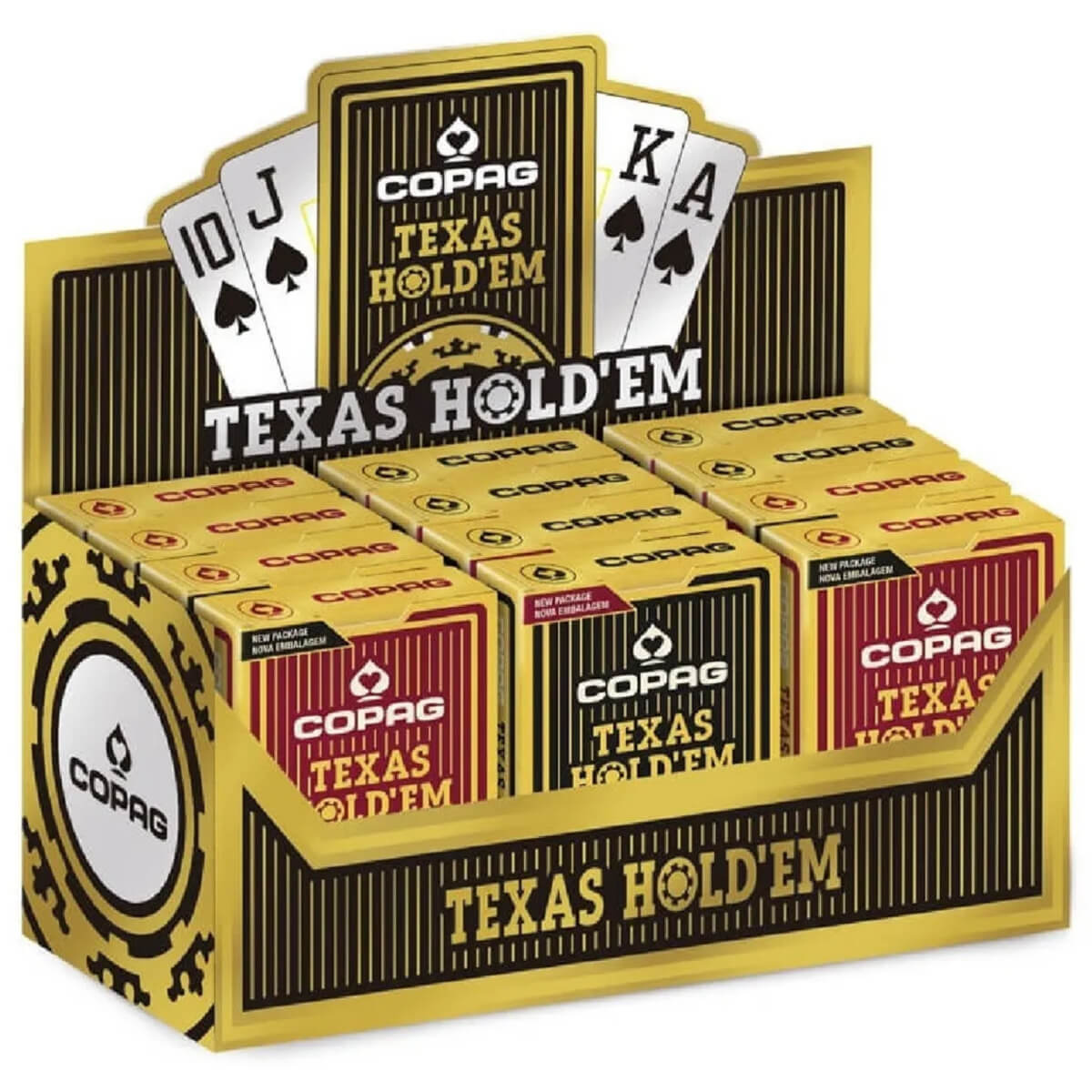 Kit Baralho Copag Texas Holdem Poker Caixa com 12 Unidades 100% Plástico em PVC - 94886