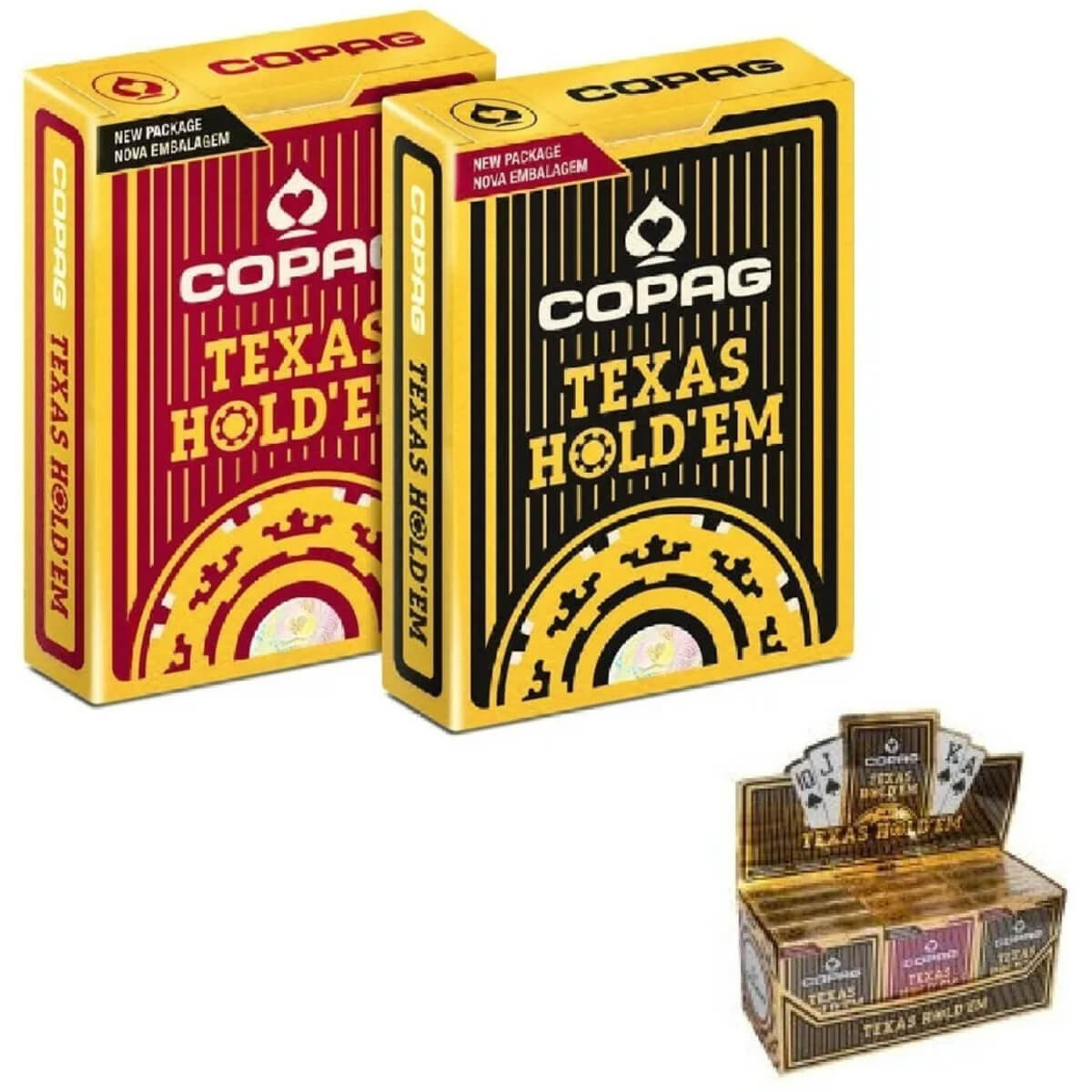 Kit Baralho Copag Texas Holdem Poker Caixa com 12 Unidades 100% Plástico em PVC - 94886