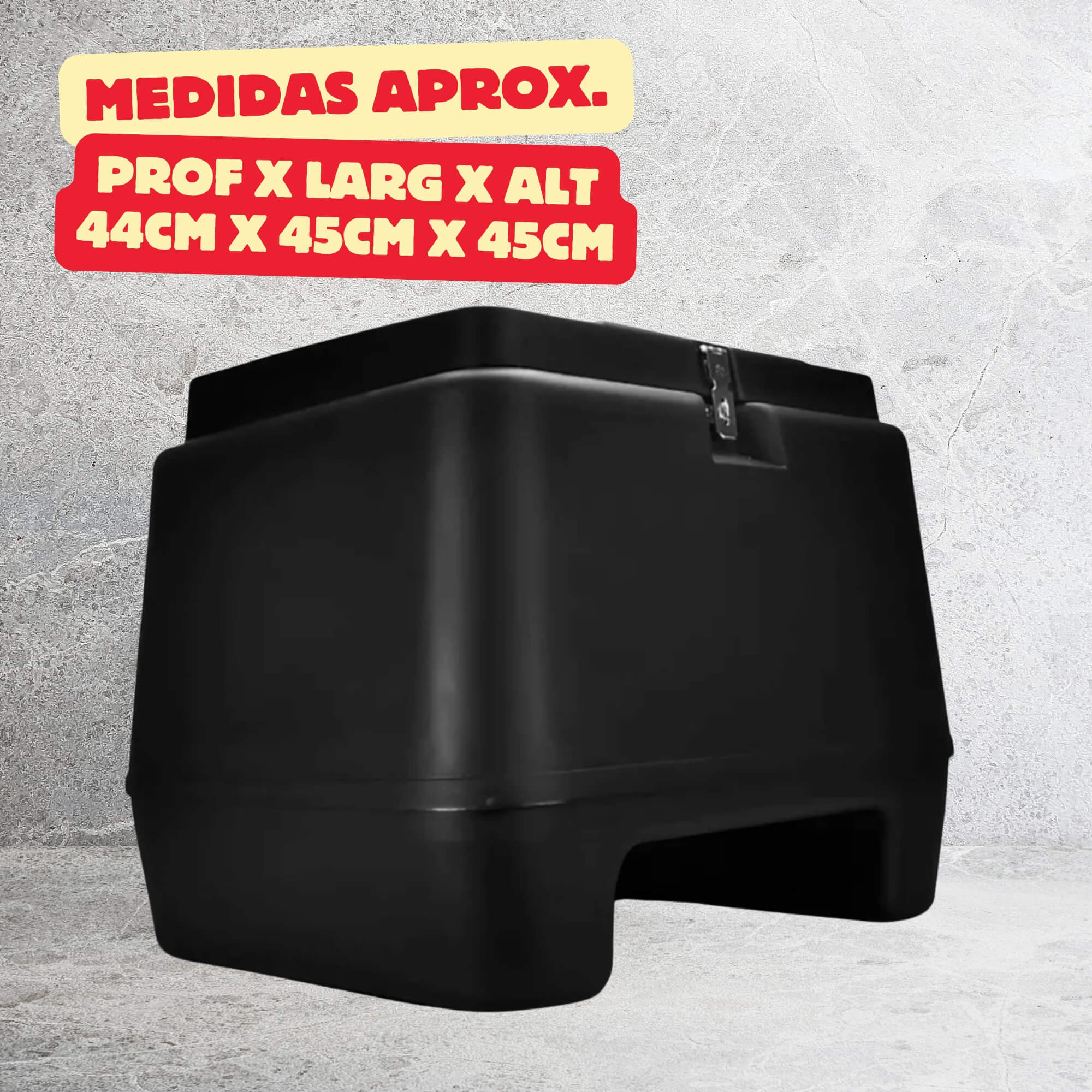 Baú Plástico Injetado Moto Traseiro 80 Litros Preto Pro Tork - BP-06PT