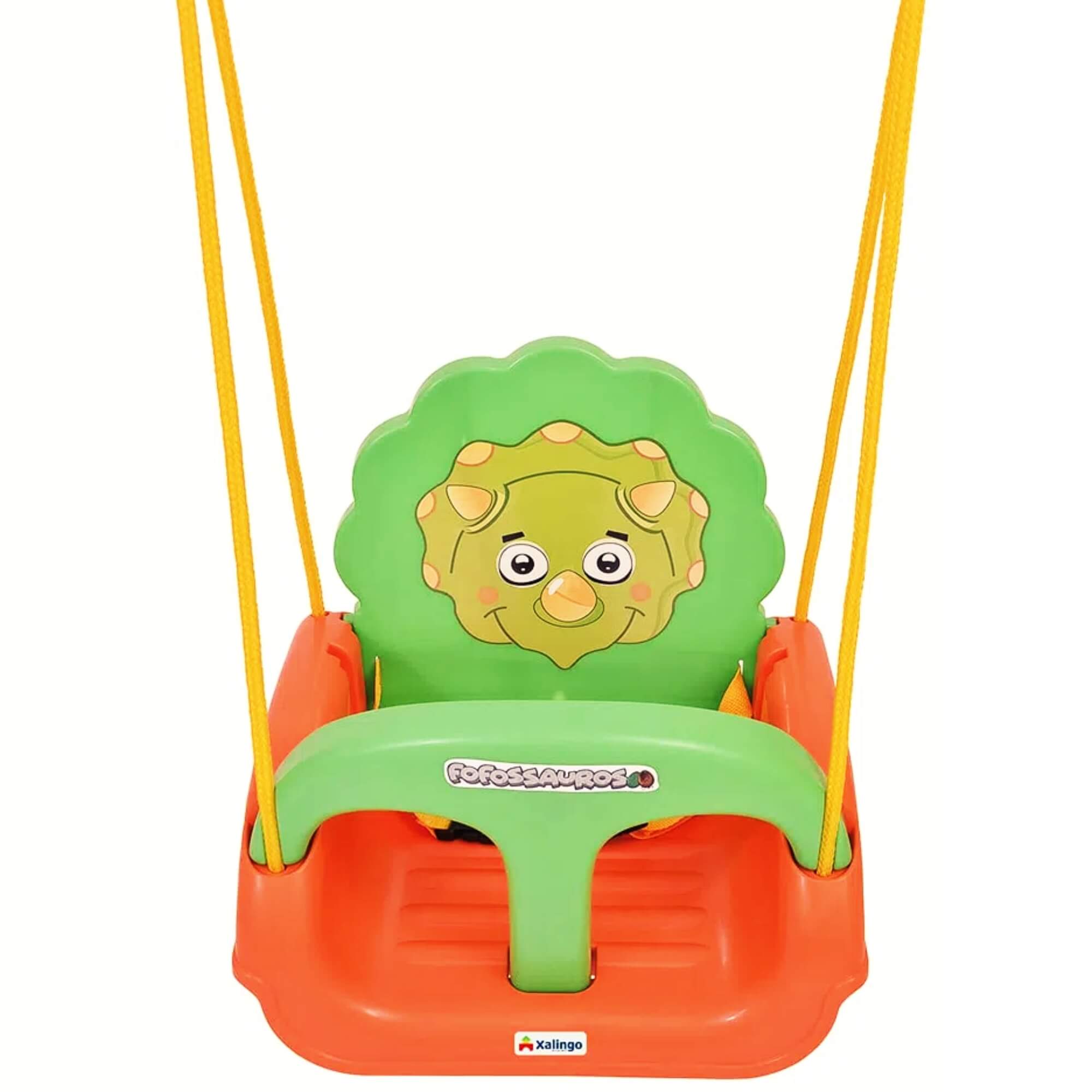 Balanço Infantil Fofossauros até 23kg A partir de 1 ano Verde e Laranja Xalingo - 09254