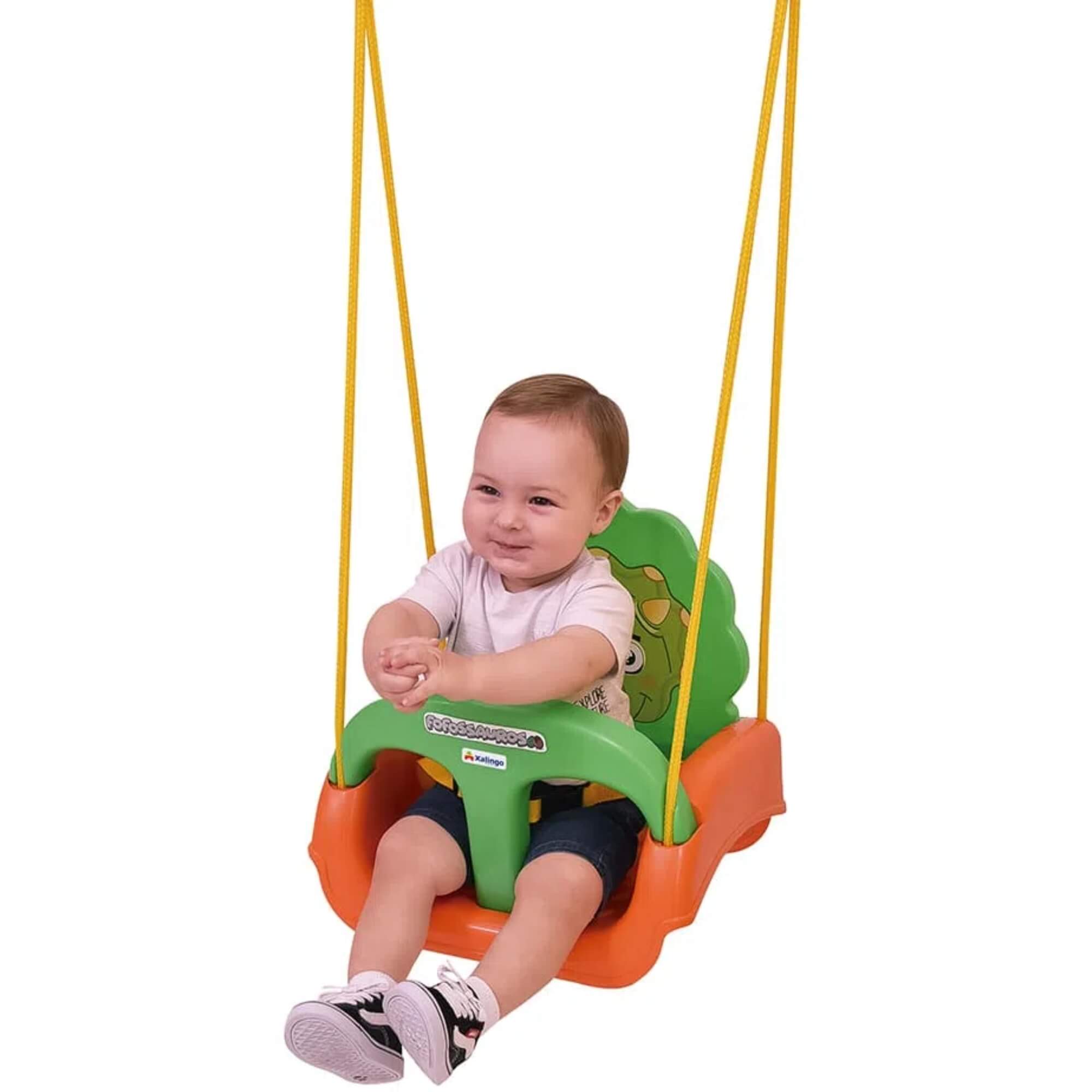 Balanço Infantil Fofossauros até 23kg A partir de 1 ano Verde e Laranja Xalingo - 09254
