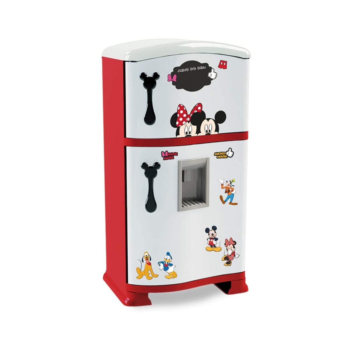 Brinquedo Refrigerador Infantil Mickey Com Acessórios Vermelha e Branca Xalingo - 19810