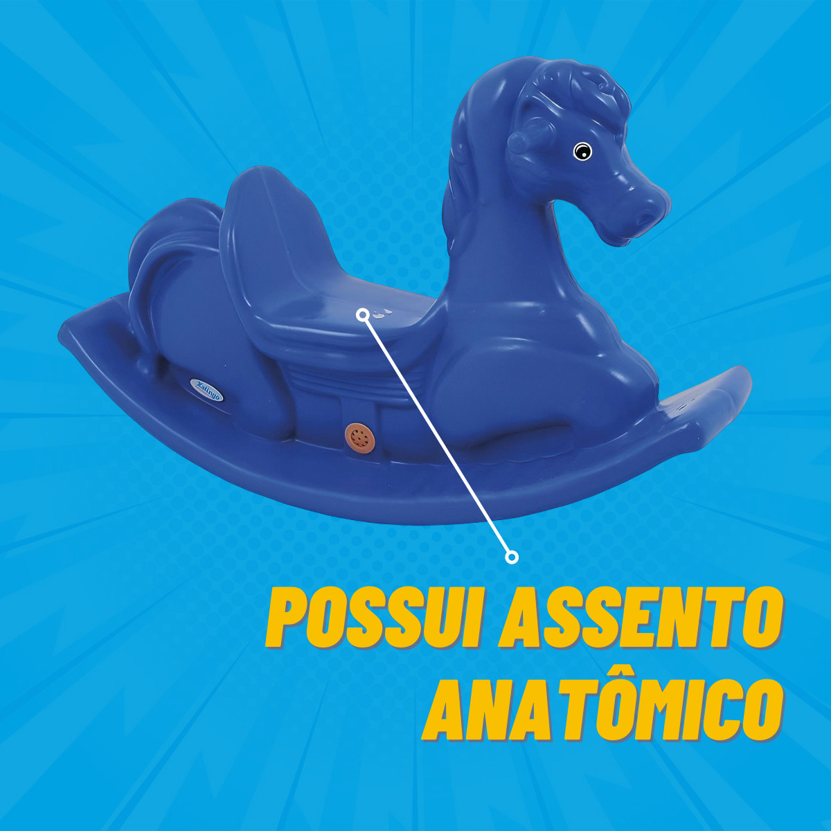Gangorra Infantil Individual Anda Cavalinho Azul Com Som Xalingo - 09377