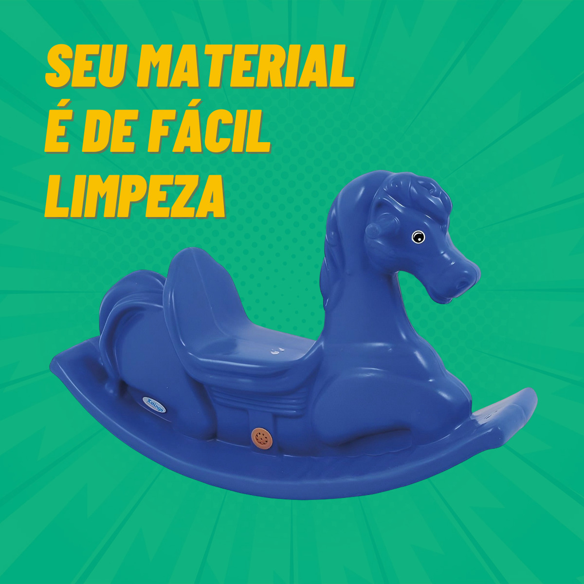 Gangorra Infantil Individual Anda Cavalinho Azul Com Som Xalingo - 09377