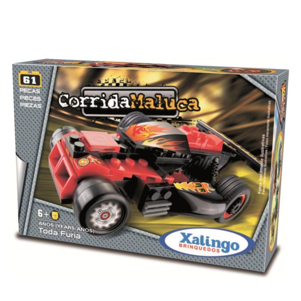 Carrinho Brinquedo de Montar Corrida Maluca Toda Fúria 61 Peças Xalingo -  06254
