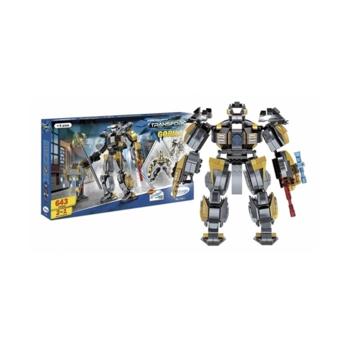 Brinquedo de Montar Transforça Gorila 643 Peças Xalingo - 10321