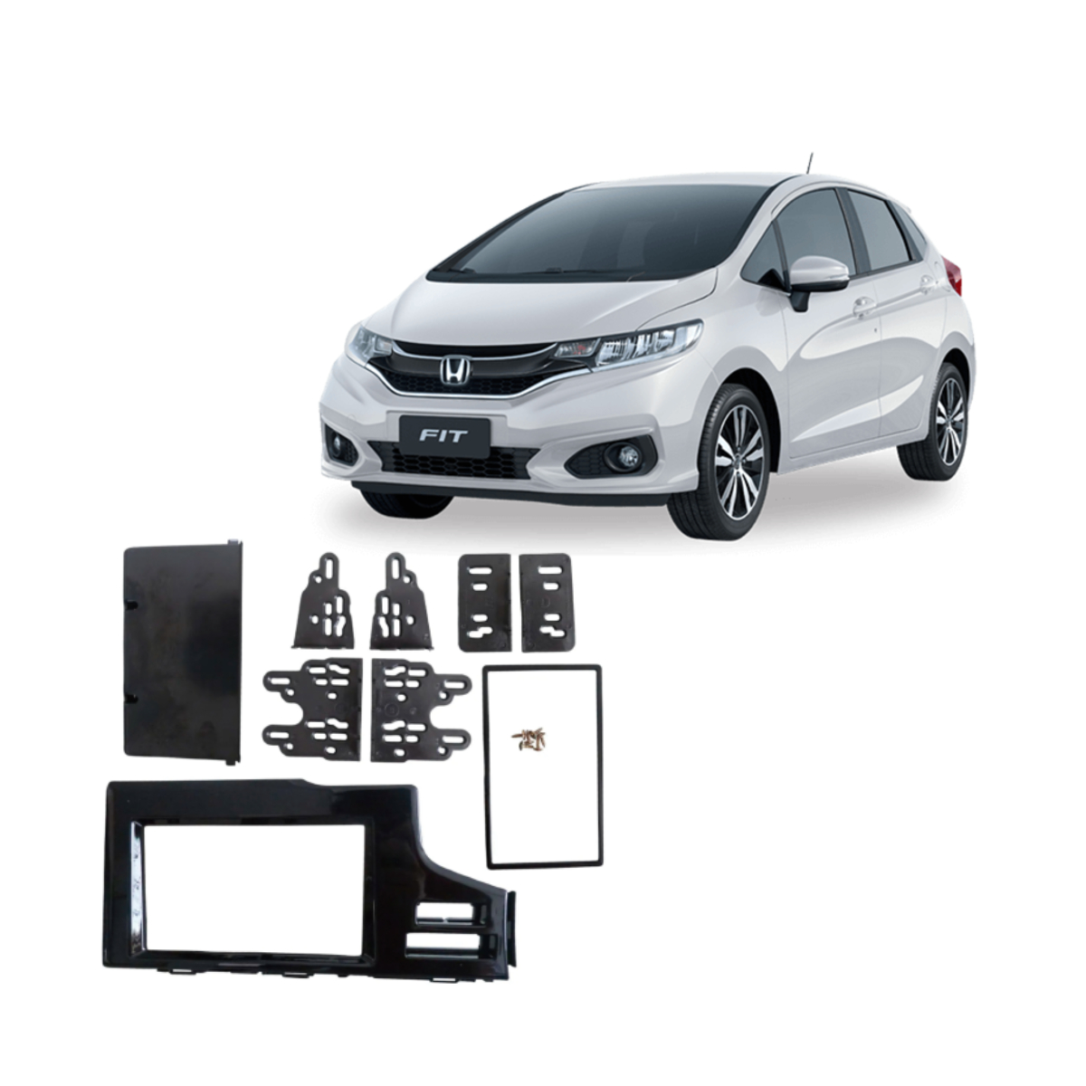Moldura 1/2 Din Honda New Fit 2015 Em Diante Honda WR-V 2017+ Black Piano Expex - EPX HO-532