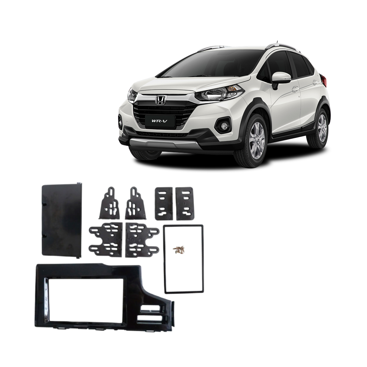 Moldura 1/2 Din Honda New Fit 2015 Em Diante Honda WR-V 2017+ Black Piano Expex - EPX HO-532