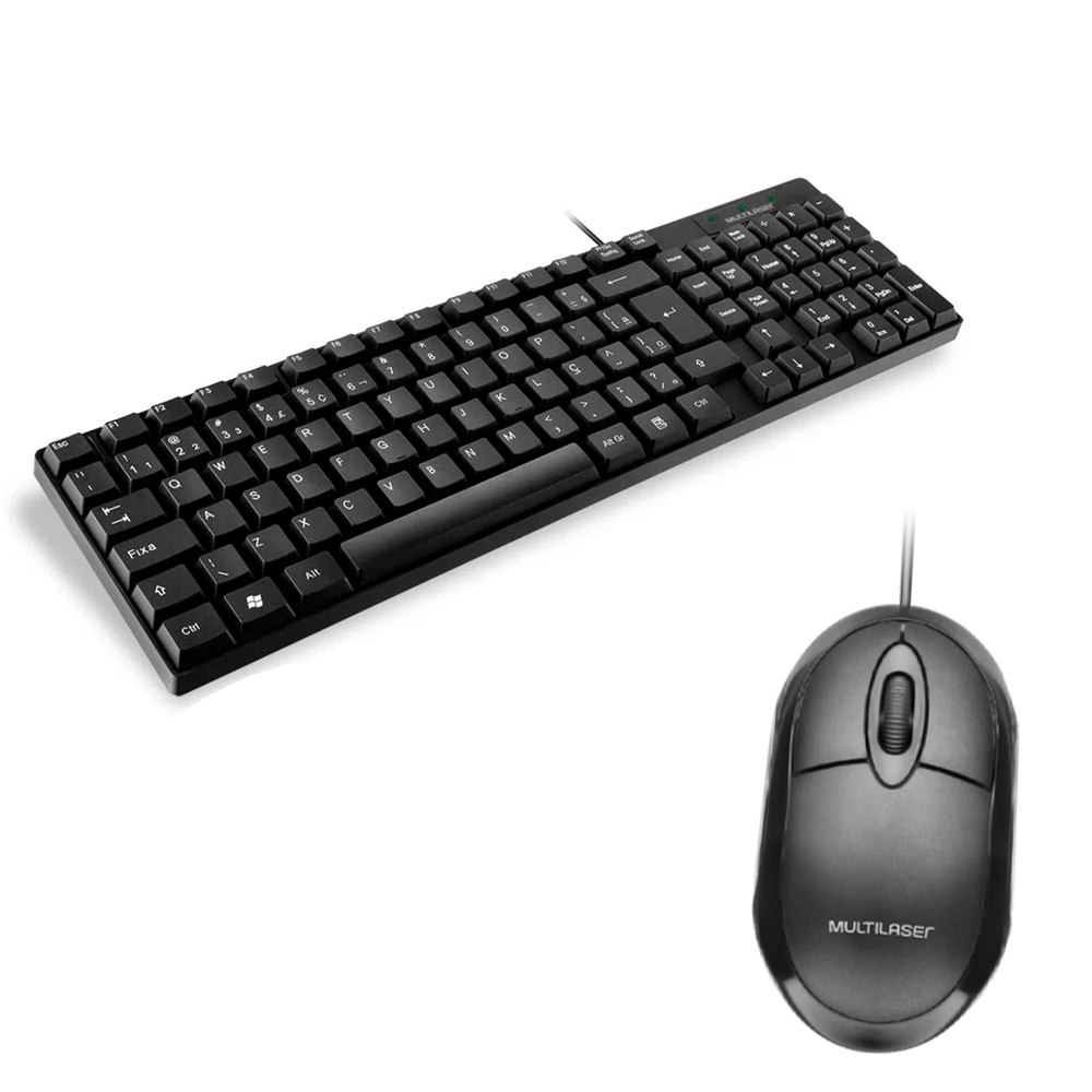 COMP Kit 10 Teclados TC193BU USB Slim e Mouses MO300 Classic 1200DPI Preto Multilaser