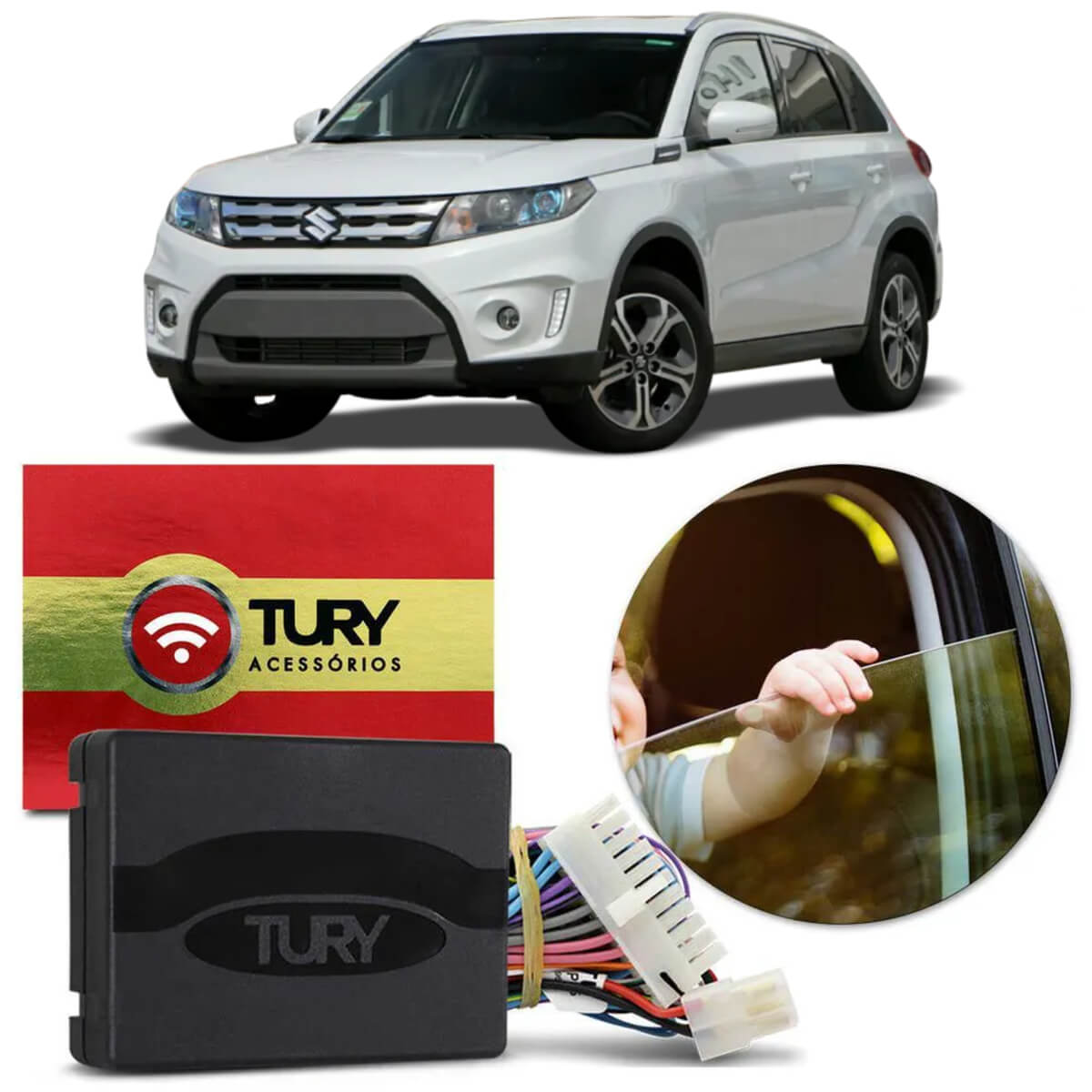 Módulo De Vidro Antiesmagante Suzuki Grand Vitara 1998 até 2017 / SX4 2009 até 2015 Tury PRO4.28H