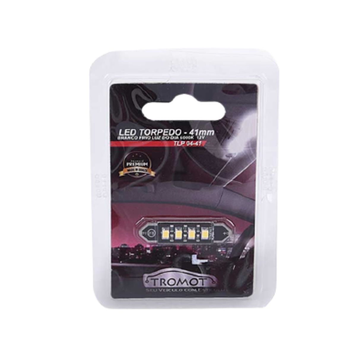 Lâmpada Led Torpedo 41mm 6000K Branco Frio 12V (1 Unidade) Alta Resistência Tromot TLP-04-41