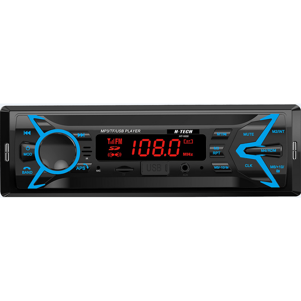 Rádio MP3 Player Automotivo Bluetooth/Usb/SD/Aux/ 1 Din com Controle Remoto H-Tech HT-1020
