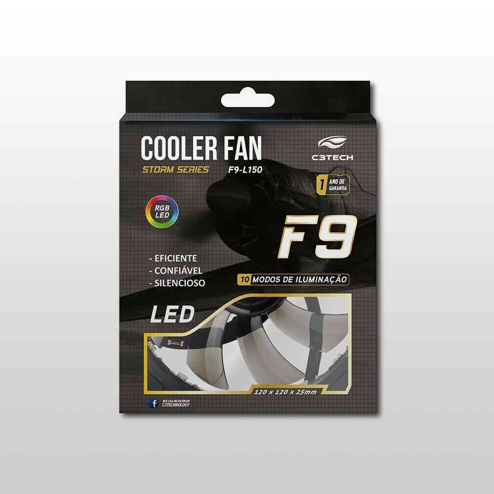 Cooler para Gabinete 120X120 18LED RGB STORM C3Tech - F9-L150RGB