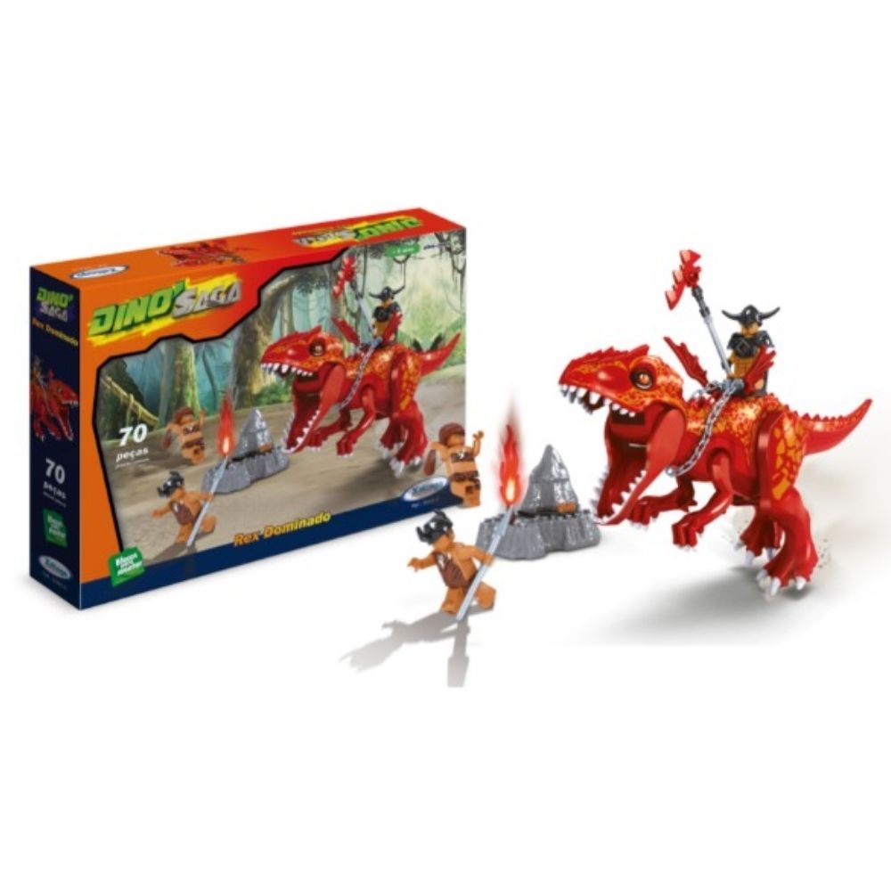 Brinquedo Blocos para Montar Rex Dominado 70 peças Xalingo - 03898