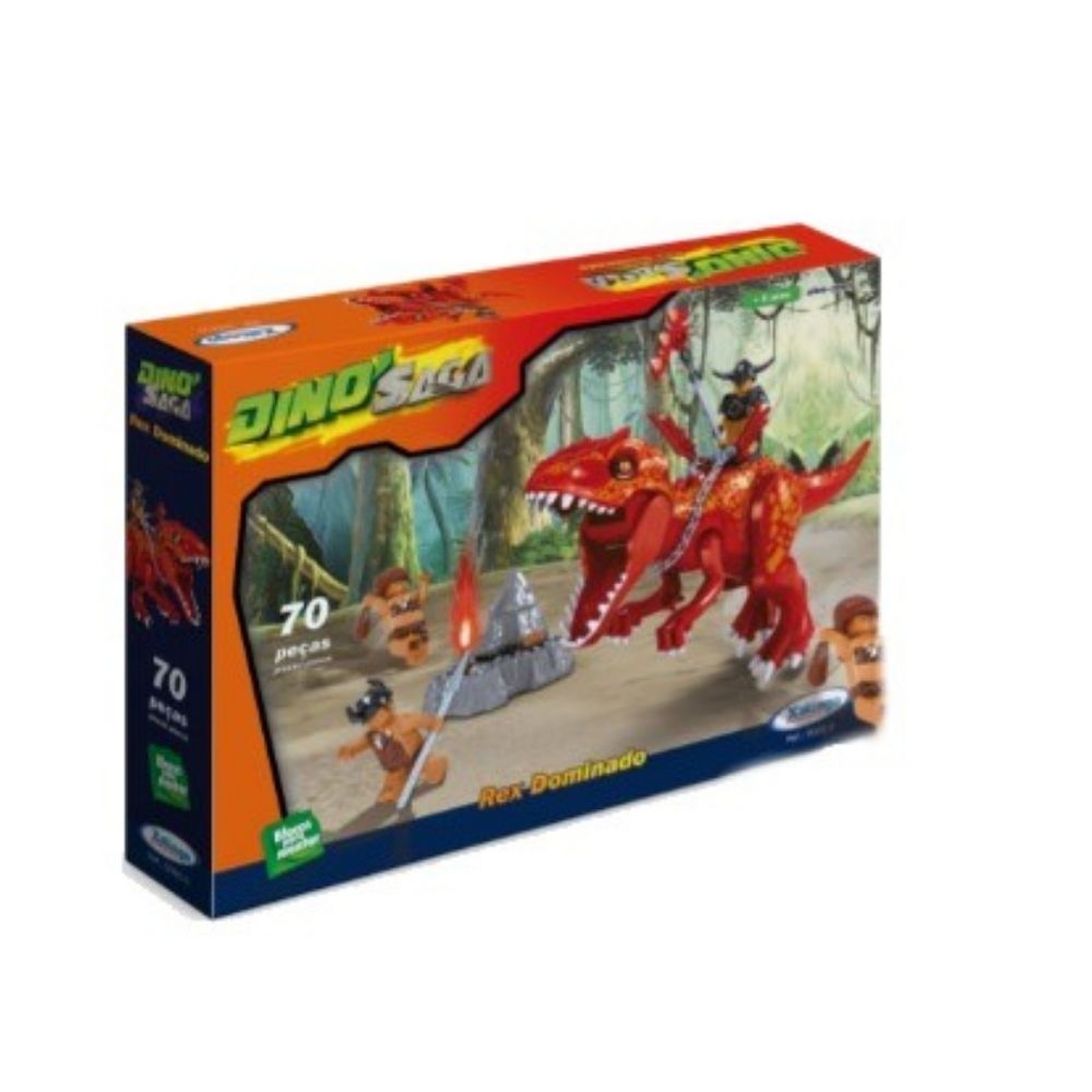 Brinquedo Blocos para Montar Rex Dominado 70 peças Xalingo - 03898
