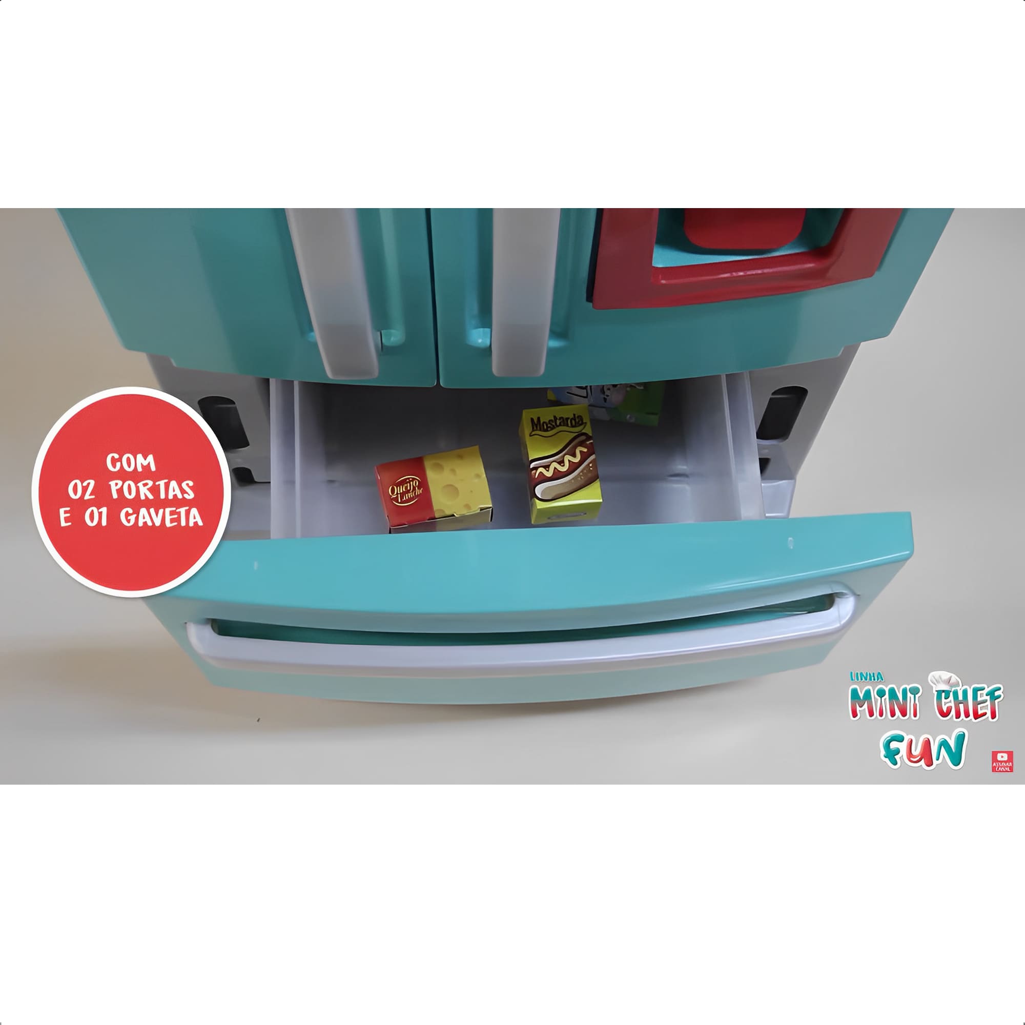 Geladeira de Brinquedo Refrigerador Infantil Side By Side Mini Chef Fun Xalingo - 0444.3