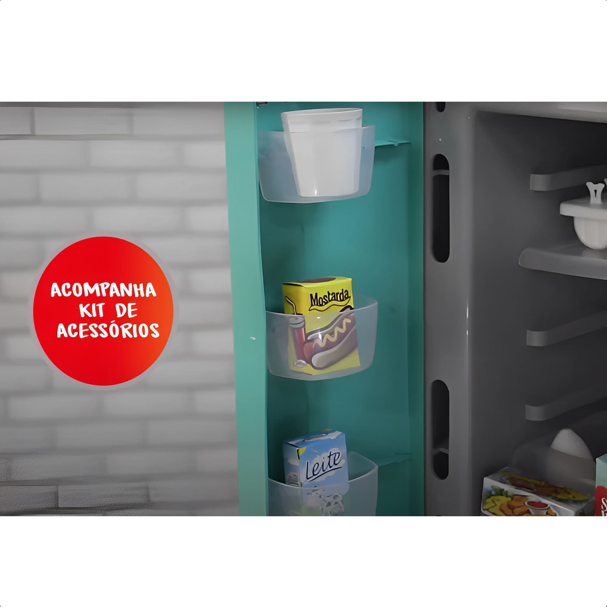 Geladeira de Brinquedo Refrigerador Infantil Side By Side Mini Chef Fun Xalingo - 0444.3