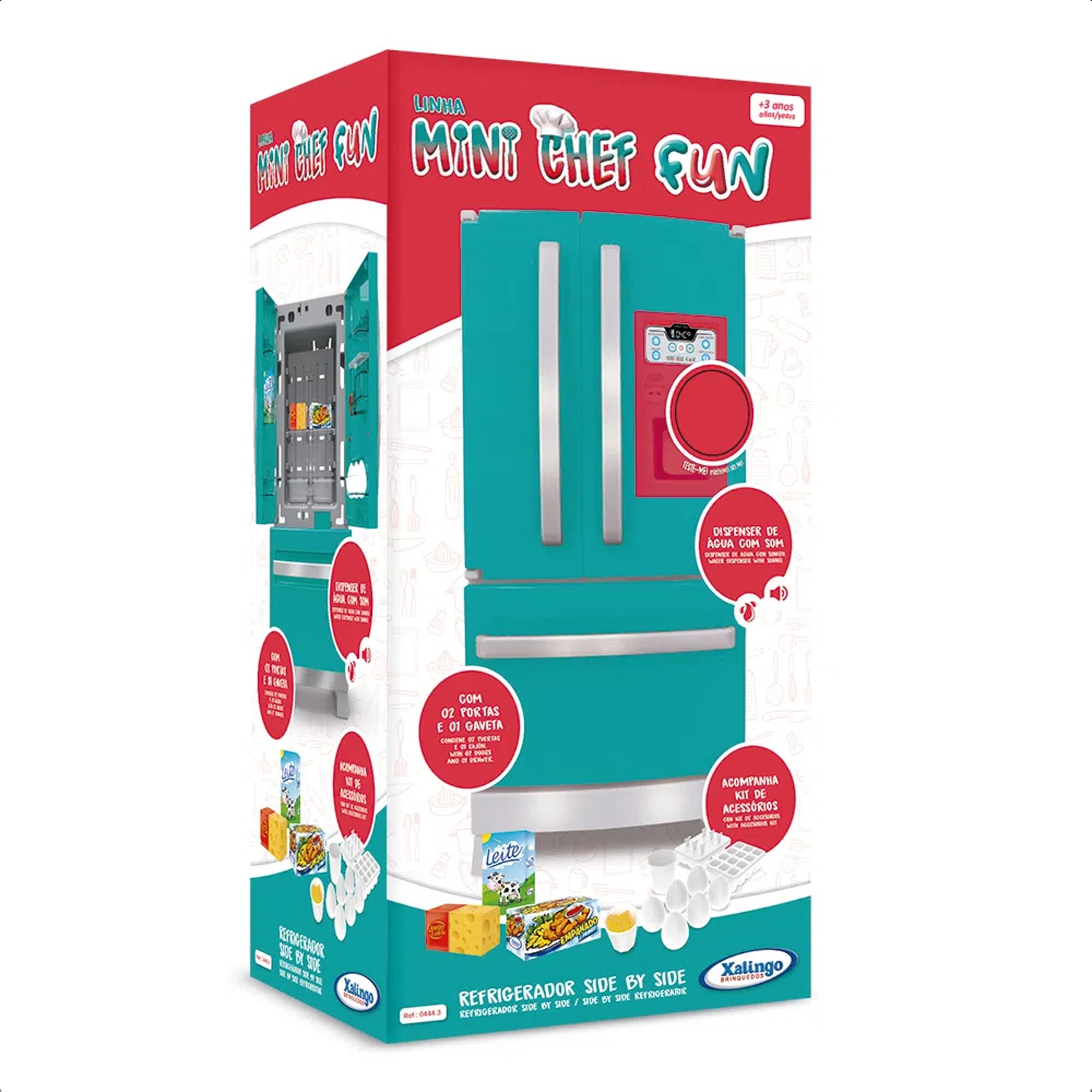 Geladeira de Brinquedo Refrigerador Infantil Side By Side Mini Chef Fun Xalingo - 0444.3
