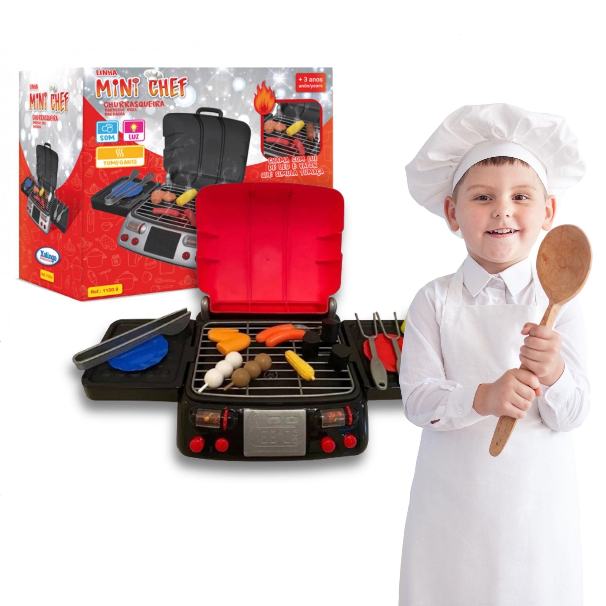 Brinquedo Churrasqueira Infantil Mini Chef com Som Luzes e Solta Fumaça - Xalingo 11509