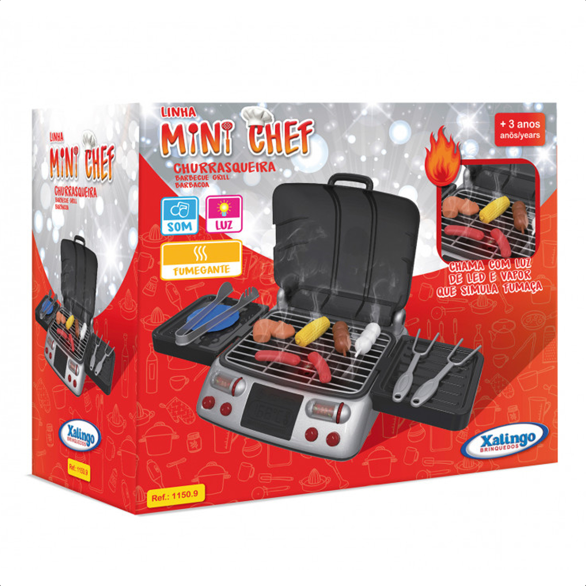 Brinquedo Churrasqueira Infantil Mini Chef com Som Luzes e Solta Fumaça - Xalingo 11509