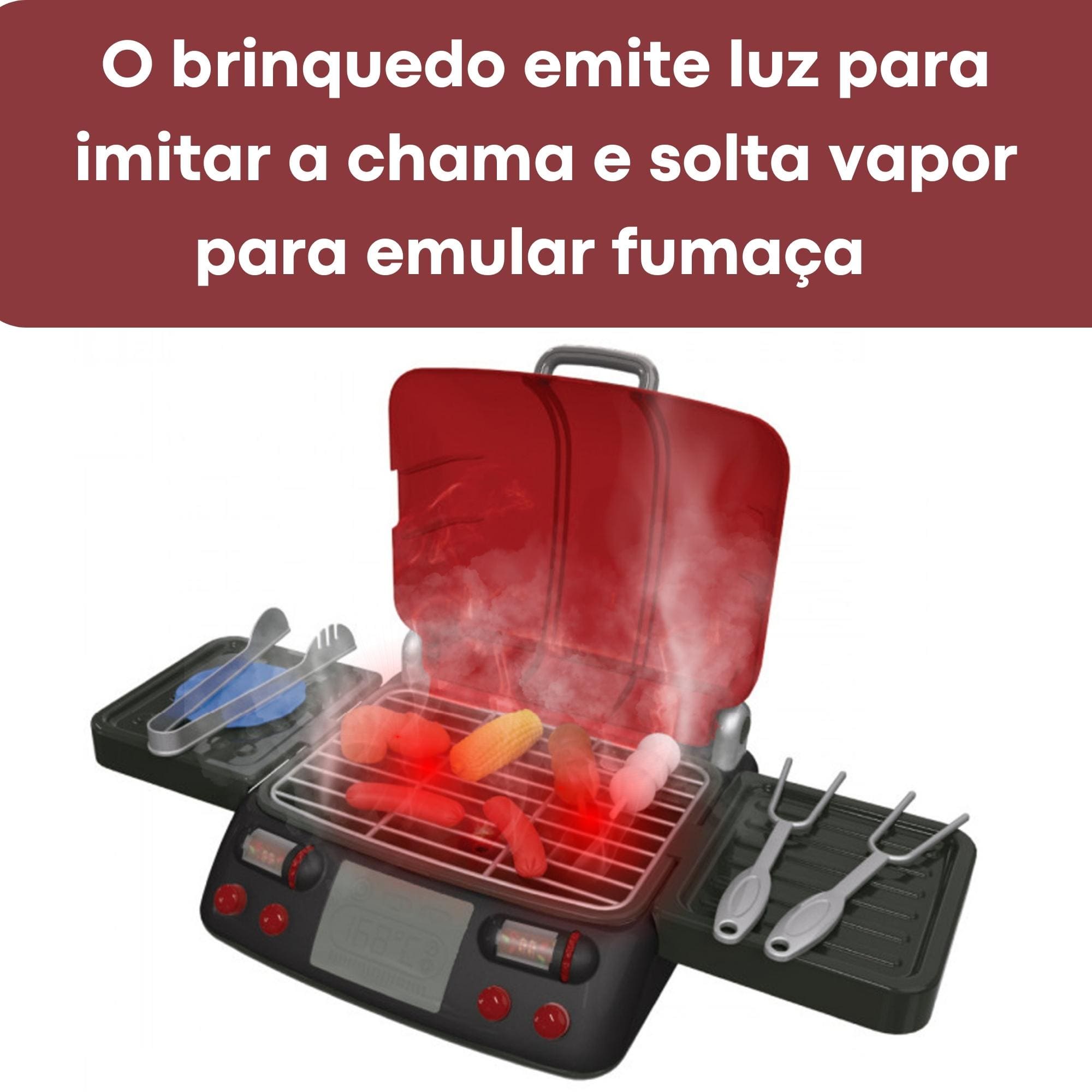 Brinquedo Churrasqueira Infantil Mini Chef com Som Luzes e Solta Fumaça - Xalingo 11509