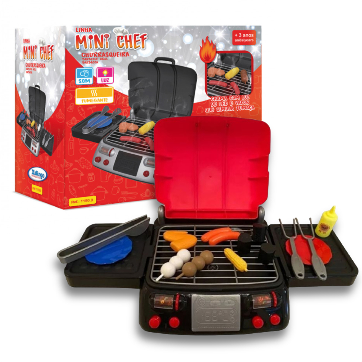 Brinquedo Churrasqueira Infantil Mini Chef com Som Luzes e Solta Fumaça - Xalingo 11509