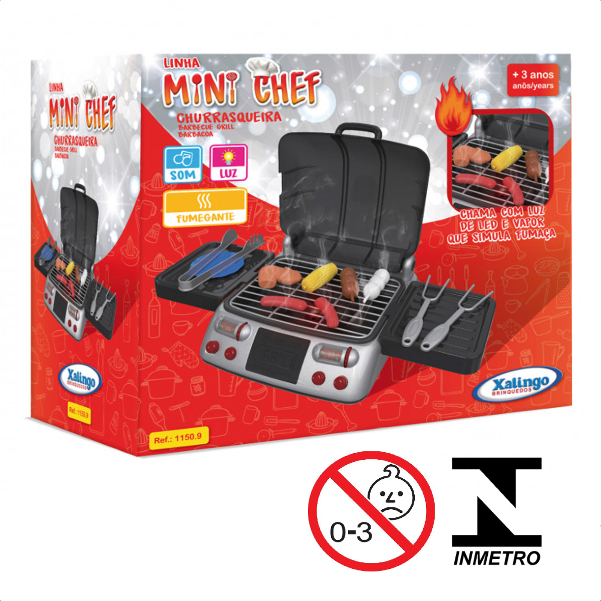 Brinquedo Churrasqueira Infantil Mini Chef com Som Luzes e Solta Fumaça - Xalingo 11509