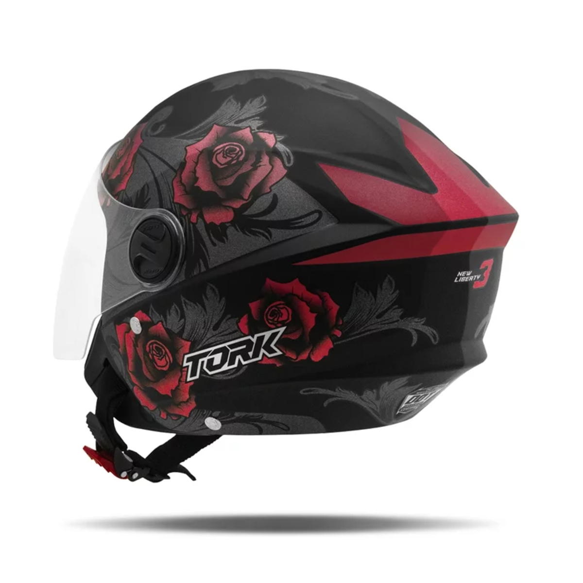 Capacete New Liberty Three Flowers Vermelho Fosco Tam. 60 CAP-765VMPT Pro Tork