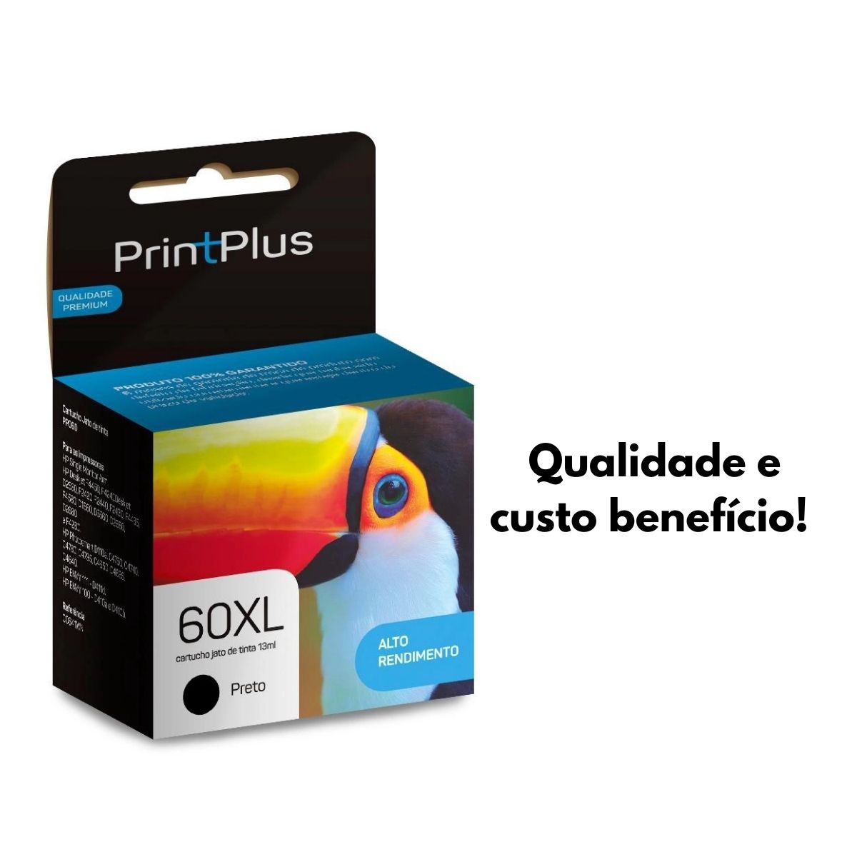 Cartucho jato de tinta compatível 60XL Preto - Multilaser PP060