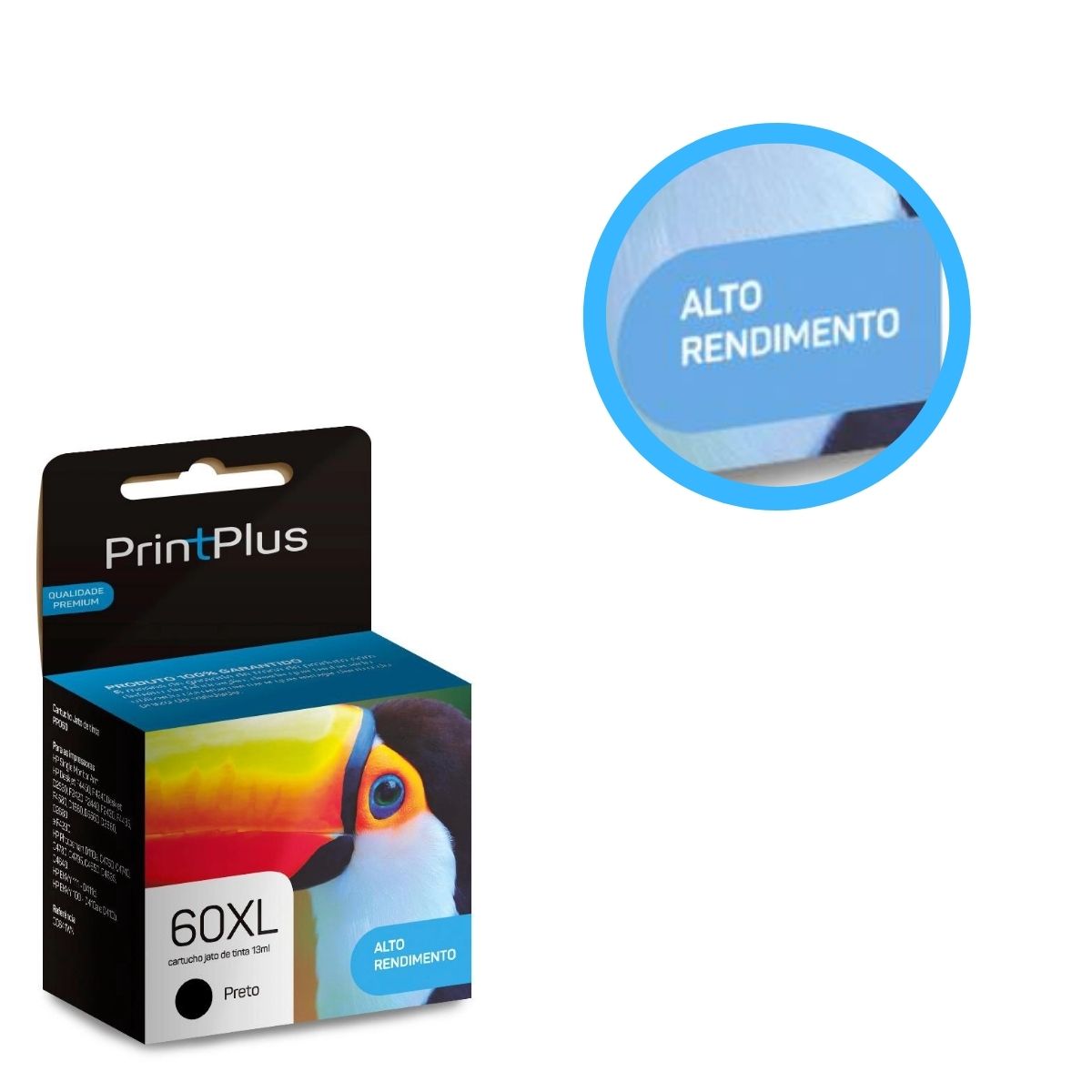 Cartucho jato de tinta compatível 60XL Preto - Multilaser PP060