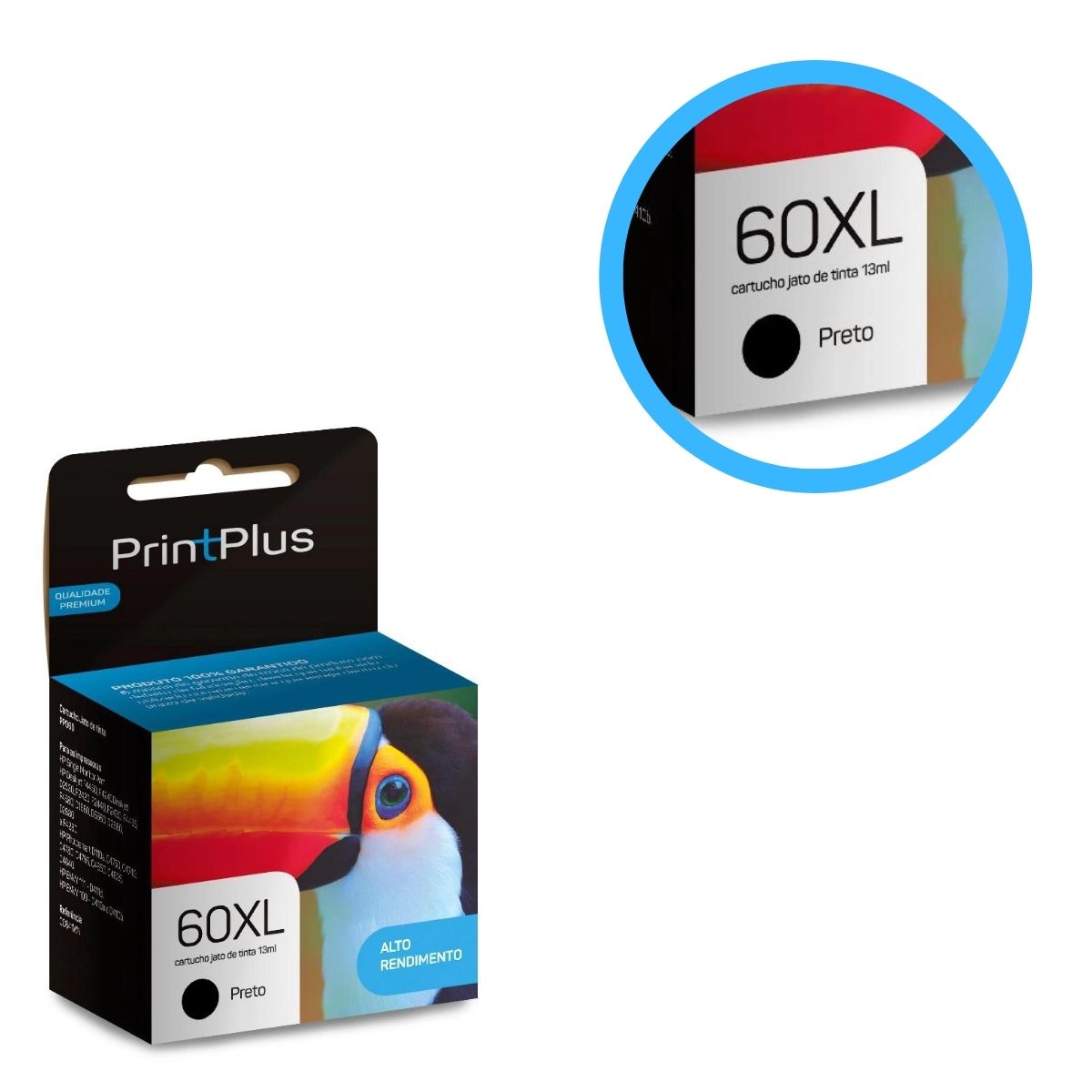 Cartucho jato de tinta compatível 60XL Preto - Multilaser PP060