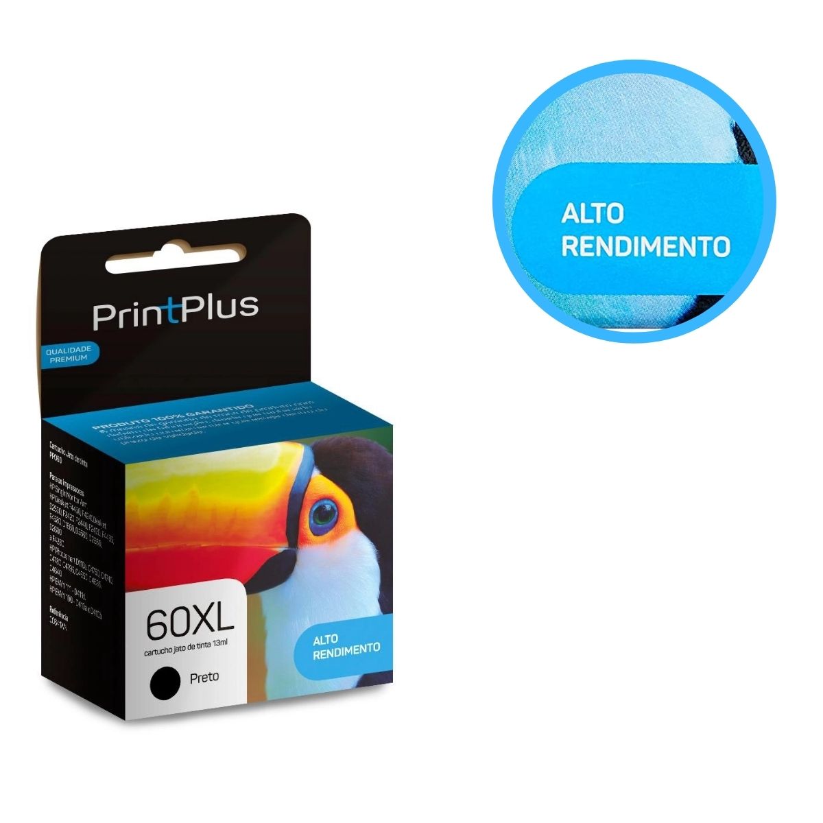 Cartucho jato de tinta compatível 60XL Preto - Multilaser PP060