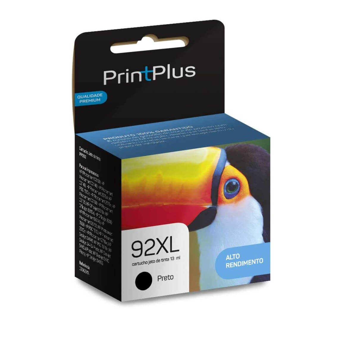 Cartucho Jato de Tinta Multilaser Compatível HP 92XL Preto - PP092