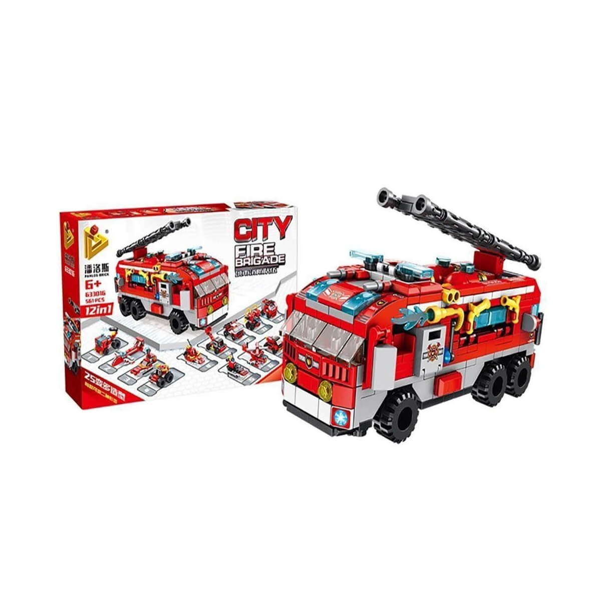 Brinquedo de Montar Cubic City Caminhão Bombeiro 12 em 1 com 558 Peças Multikids - BR1200