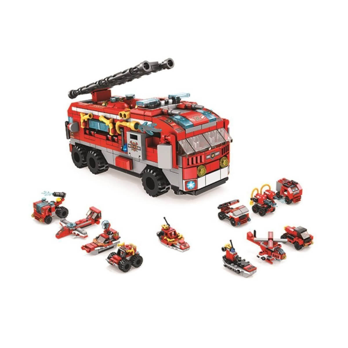 Brinquedo de Montar Cubic City Caminhão Bombeiro 12 em 1 com 558 Peças Multikids - BR1200