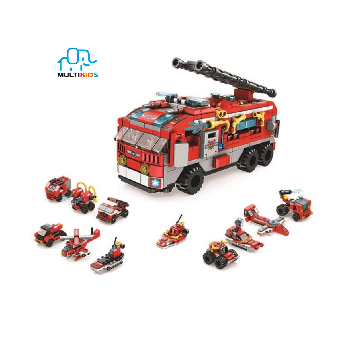 Brinquedo de Montar Cubic City Caminhão Bombeiro 12 em 1 com 558 Peças Multikids - BR1200