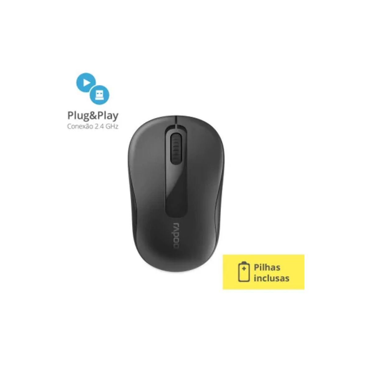 Mouse sem Fio 1000DPI Multilaser Rapoo M10 2.4 Ghz Preto -  RA007